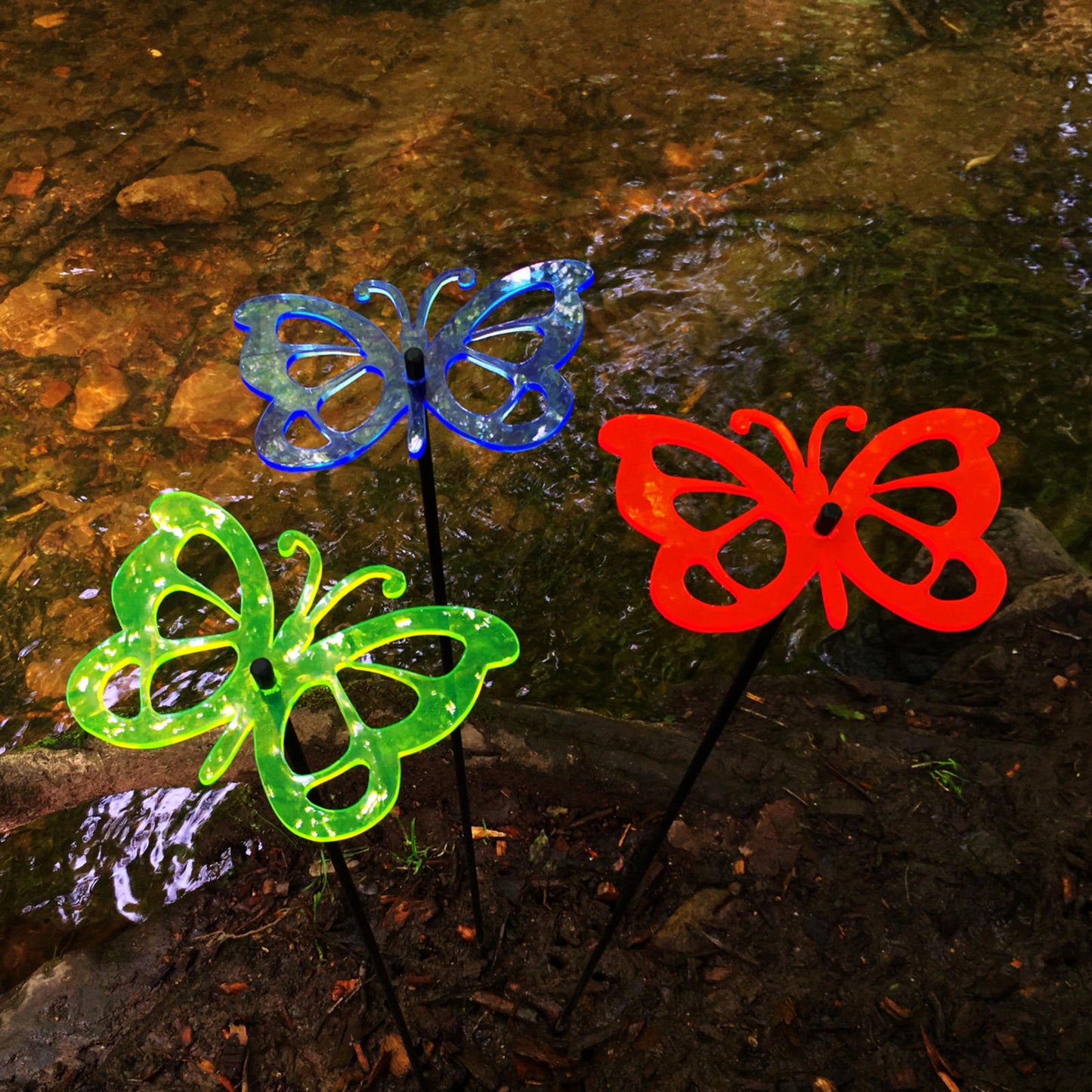 Large SunCatcher Garden Decor Ornament Set of 3 Comma Butterfly in mixed colours