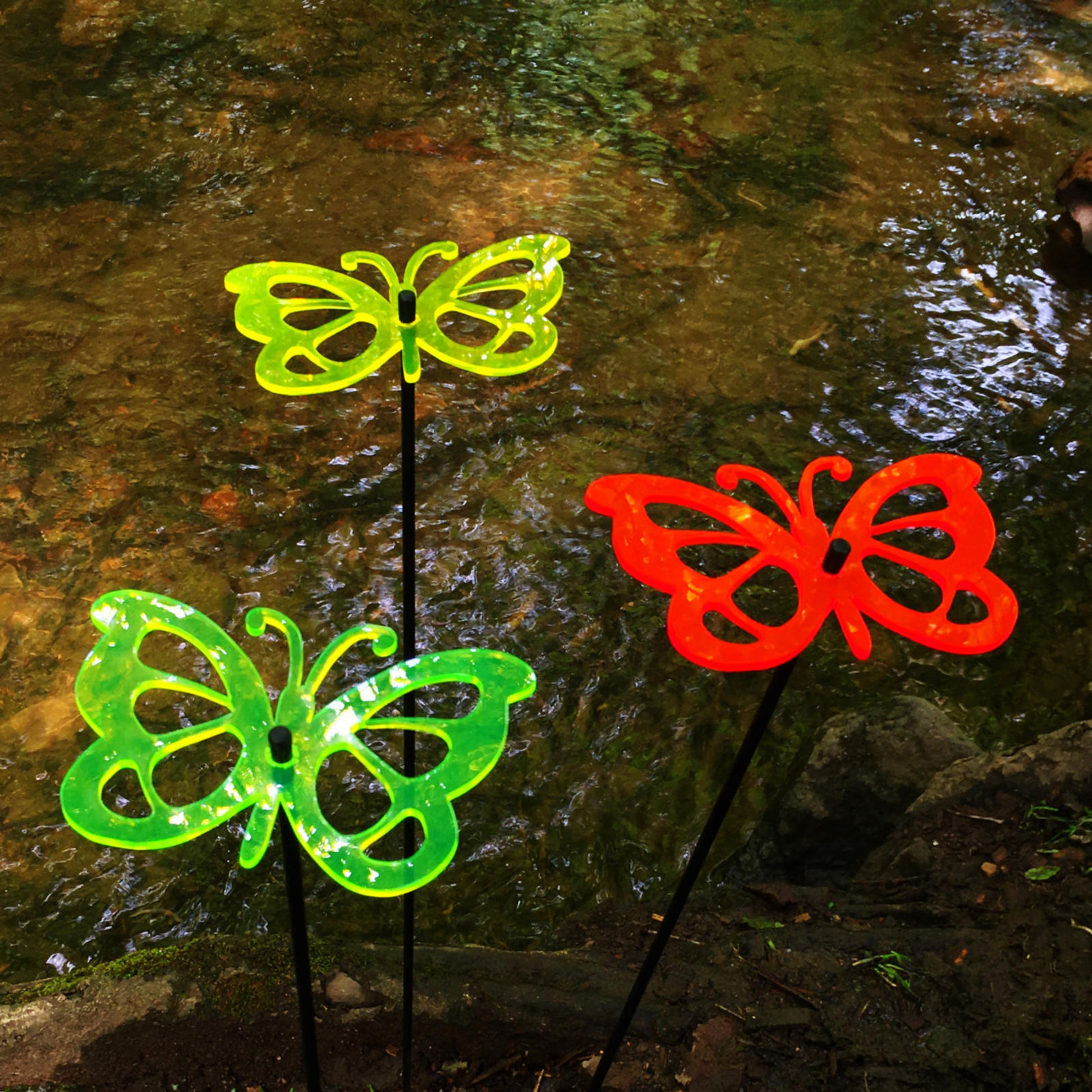 Large SunCatcher Garden Decor Ornament Set of 3 Comma Butterfly in mixed colours