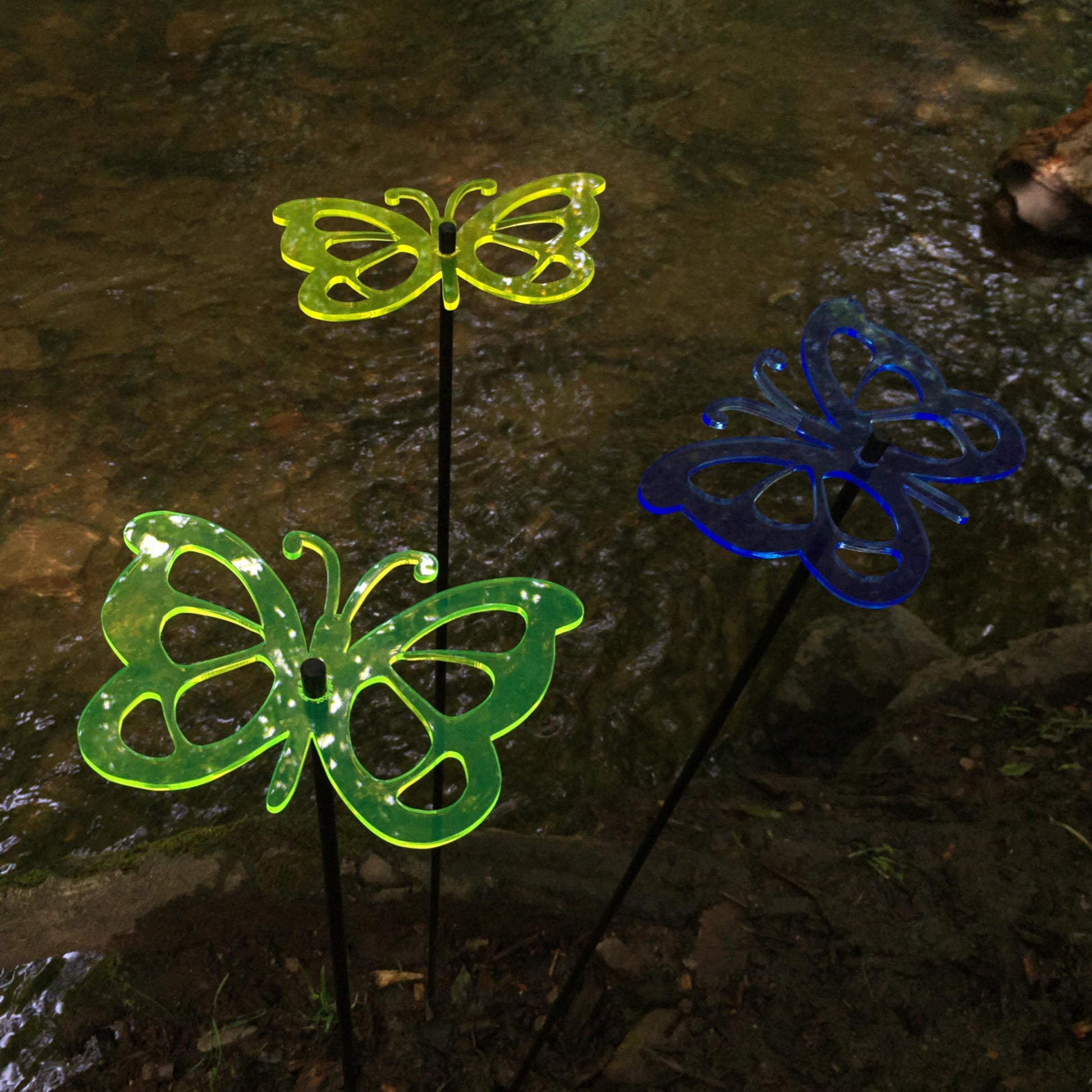 Large SunCatcher Garden Decor Ornament Set of 3 Comma Butterfly in mixed colours