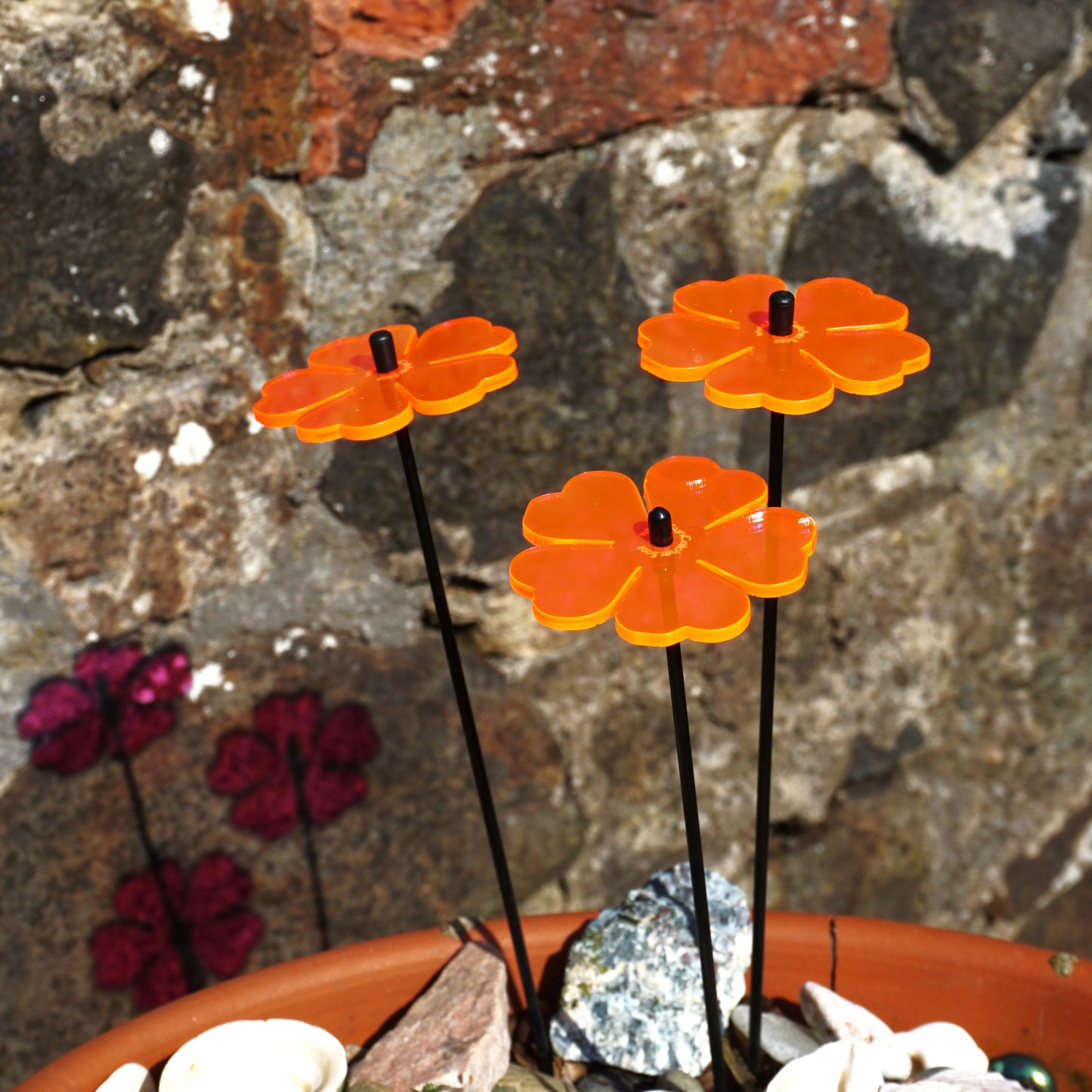 SunCatcher Set of 3: Flower | GLOW AT DUSK AND DAWN | colourful garden ornament