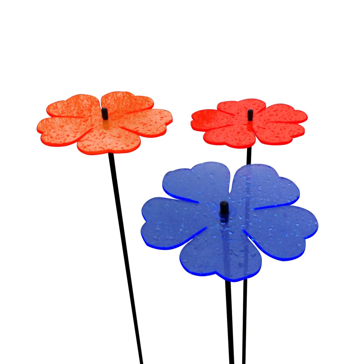 Large Garden Décor Ornaments Set of 3 'Double Blossoms'