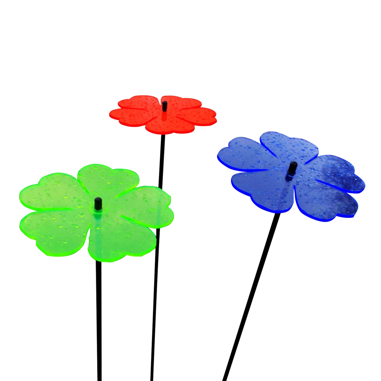 Large Garden Décor Ornaments Set of 3 'Double Blossoms'