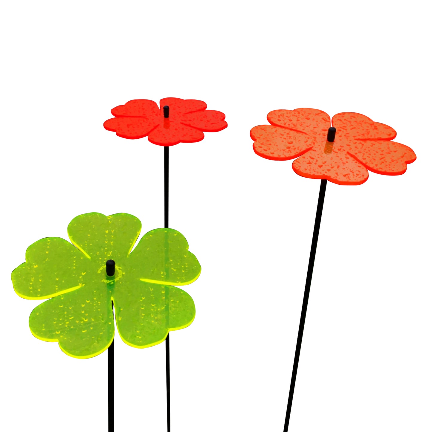 Large Garden Décor Ornaments Set of 3 'Double Blossoms'