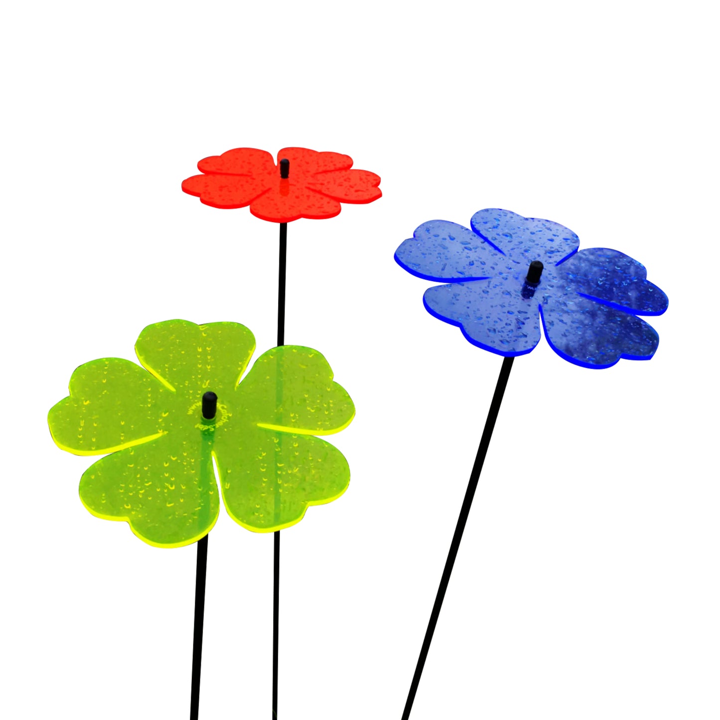 Large Garden Décor Ornaments Set of 3 'Double Blossoms'