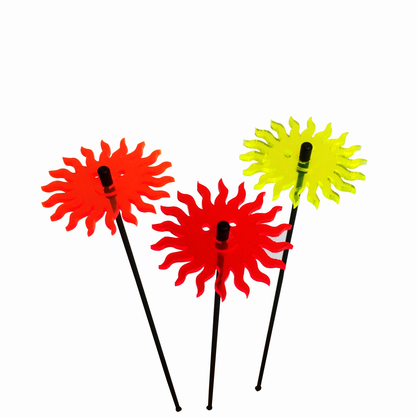 Small Garden Décor Ornaments Set of 3 'Smiling Sun'