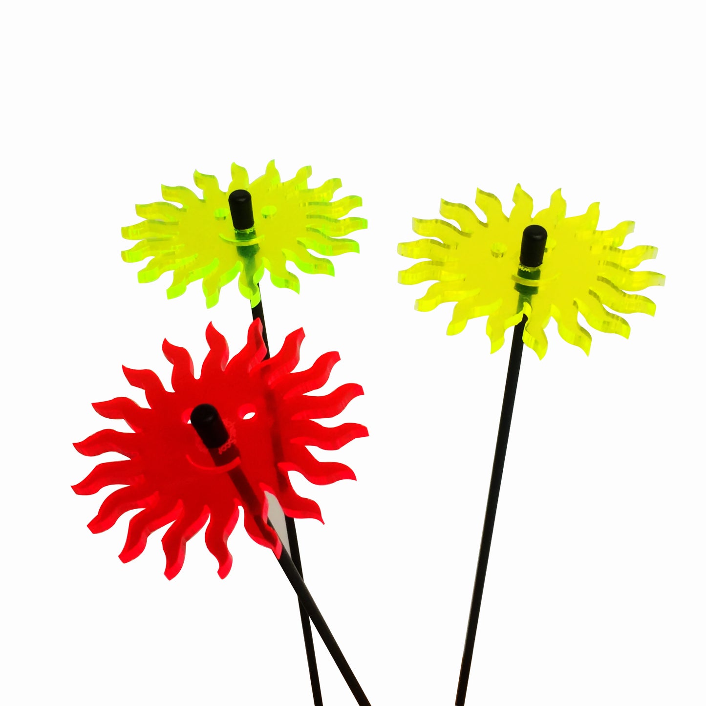 Small Garden Décor Ornaments Set of 3 'Smiling Sun'