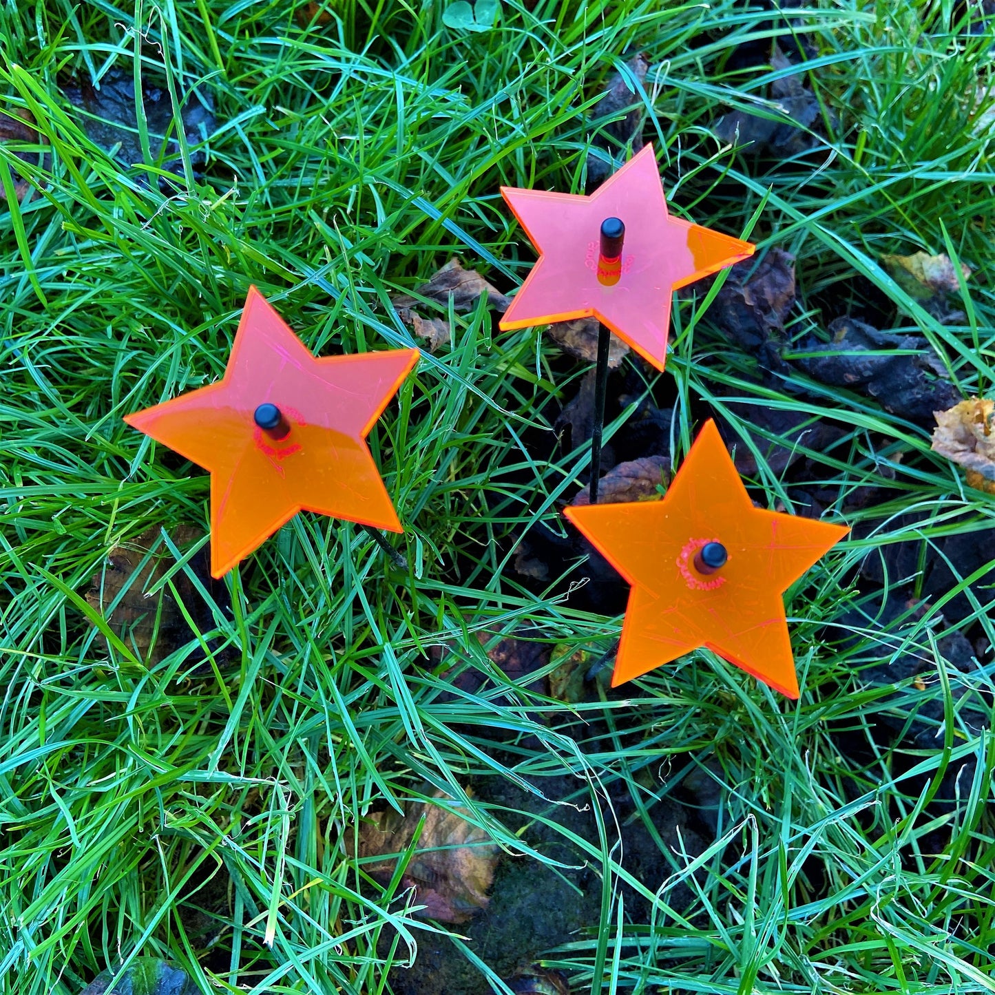 SunCatcher Set of 3: Star Glowing Colourful Garden Stake Seasonal Garden Gift