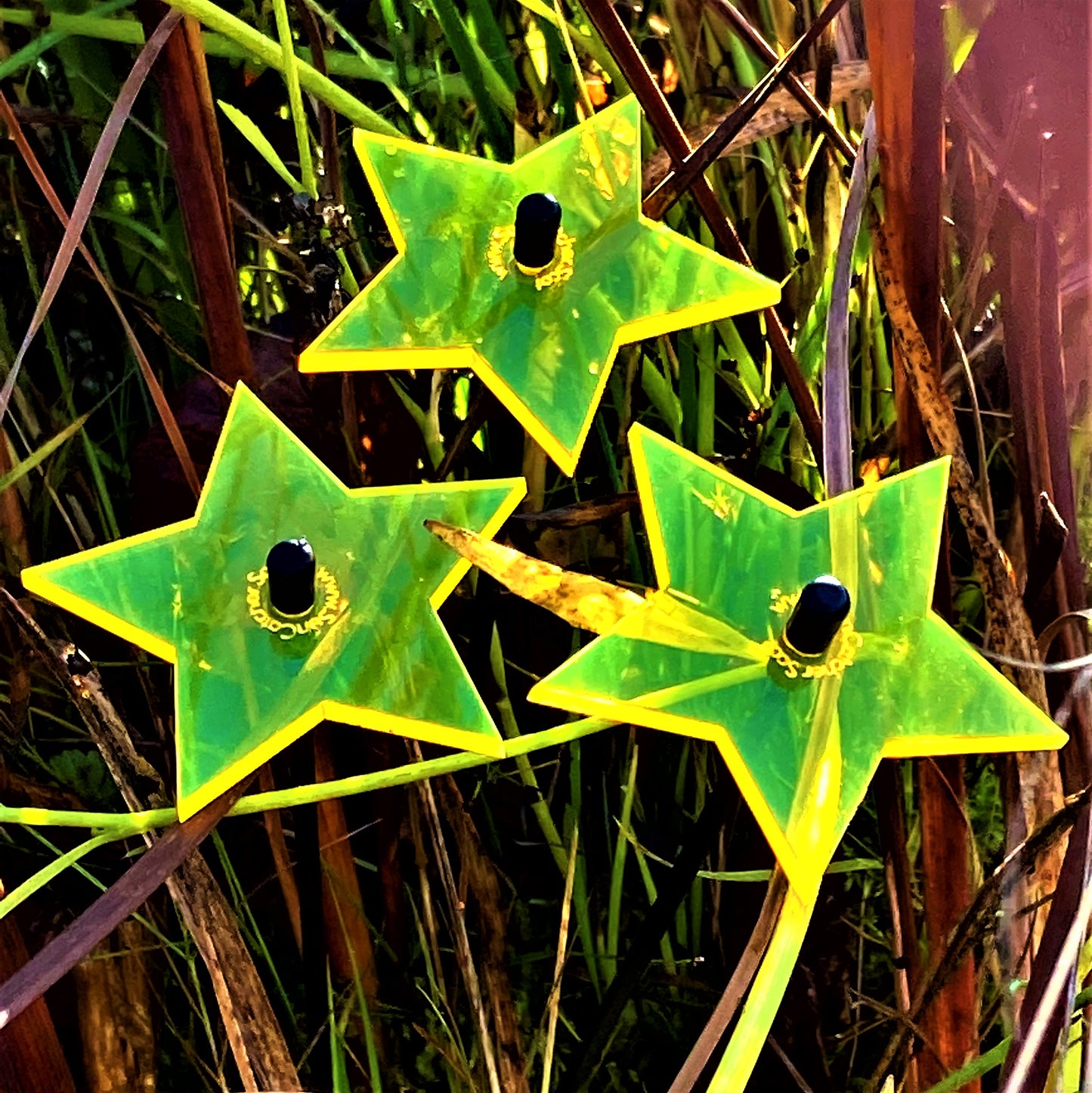 SunCatcher Set of 3: Star Glowing Colourful Garden Stake Seasonal Garden Gift