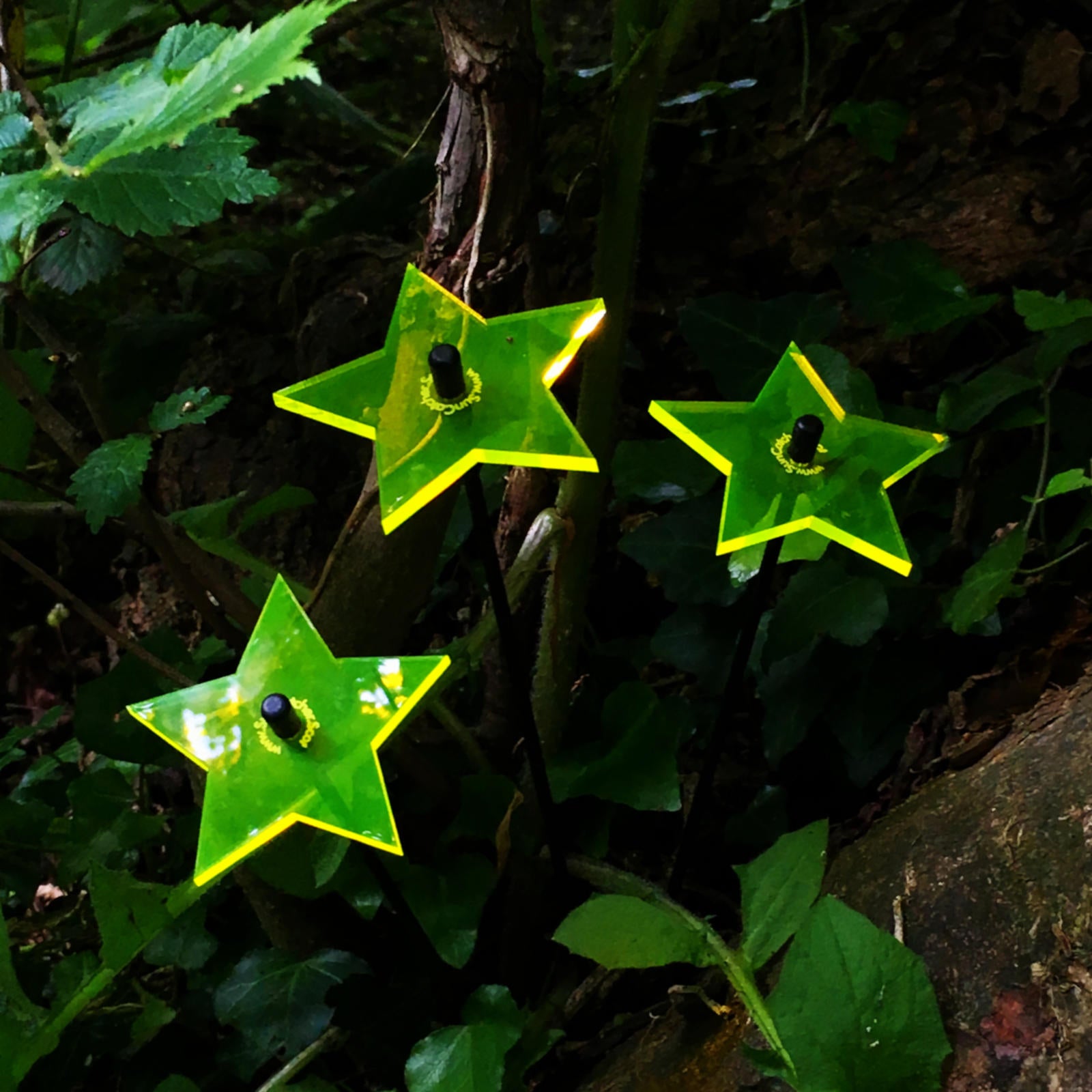 SunCatcher Set of 3: Star Glowing Colourful Garden Stake Seasonal Garden Gift