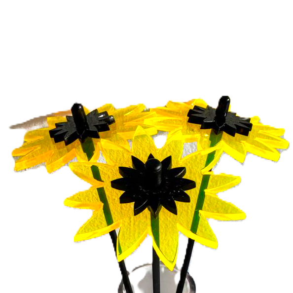 SunCatcher Fluorescent Sunflower Garden Stakes – Set of 3 Outdoor Garden Ornaments