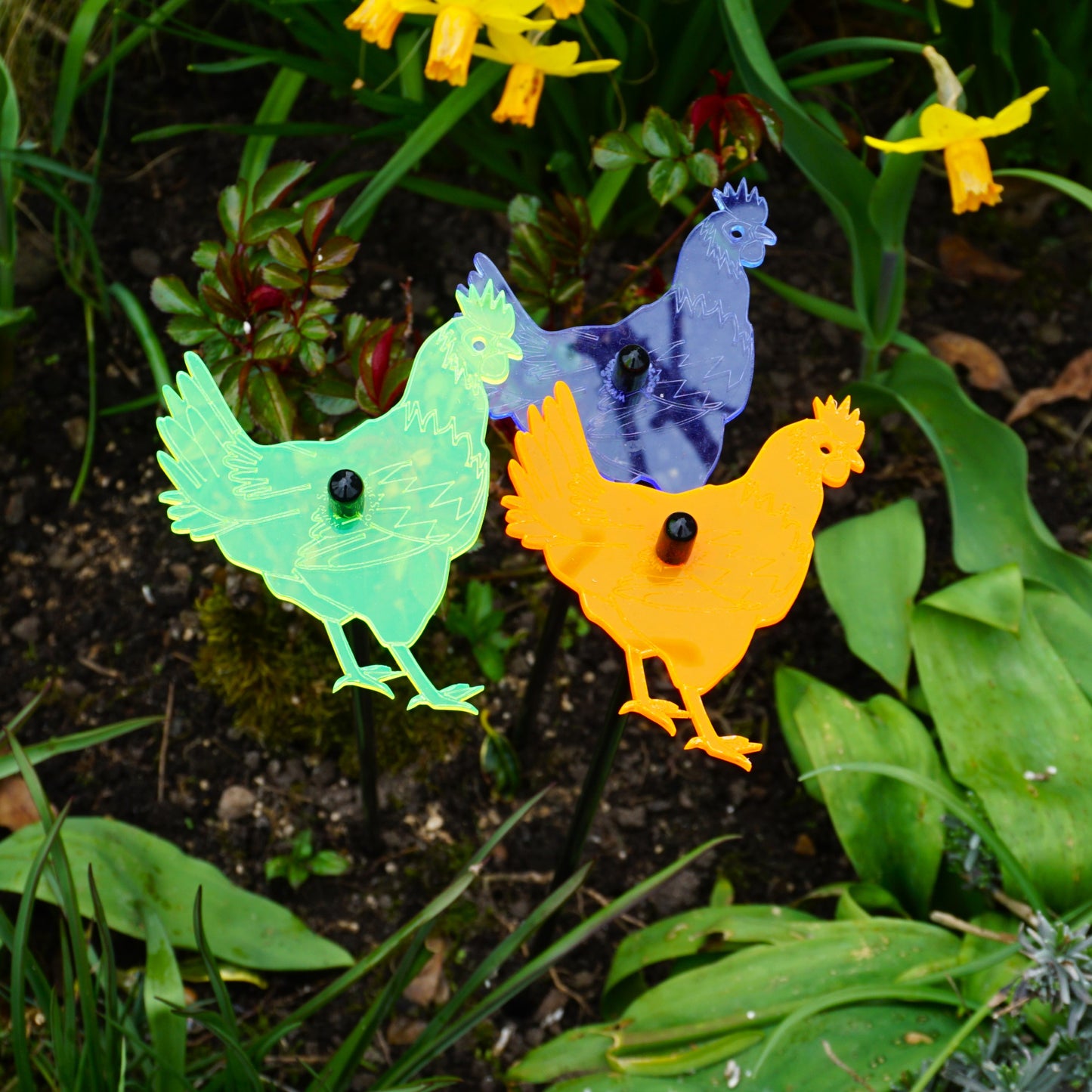 Large SunCatcher Garden Decor Ornaments Set of 3 'Chicken'