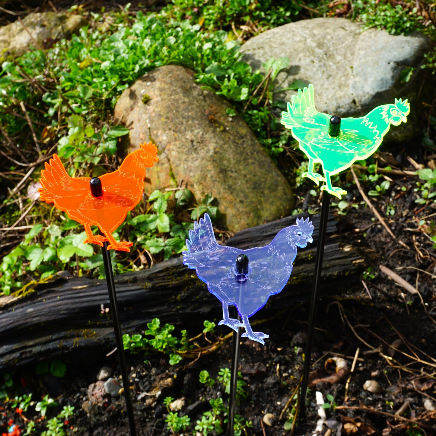 Medium SunCatcher Garden Decor Ornaments Set of 3 'Chicken'