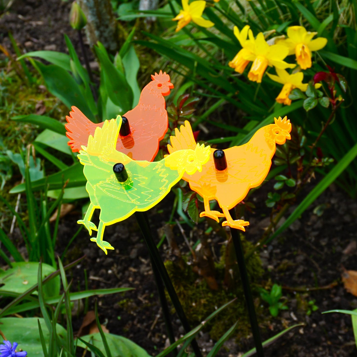 Medium SunCatcher Garden Decor Ornaments Set of 3 'Chicken'