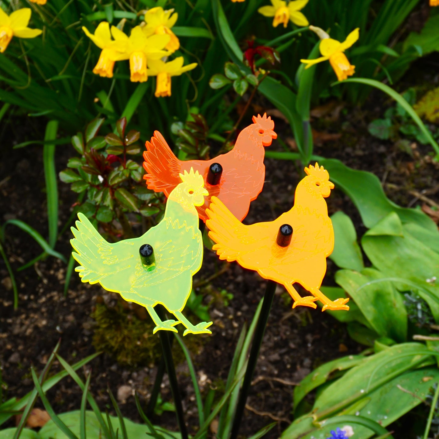 Medium SunCatcher Garden Decor Ornaments Set of 3 'Chicken'