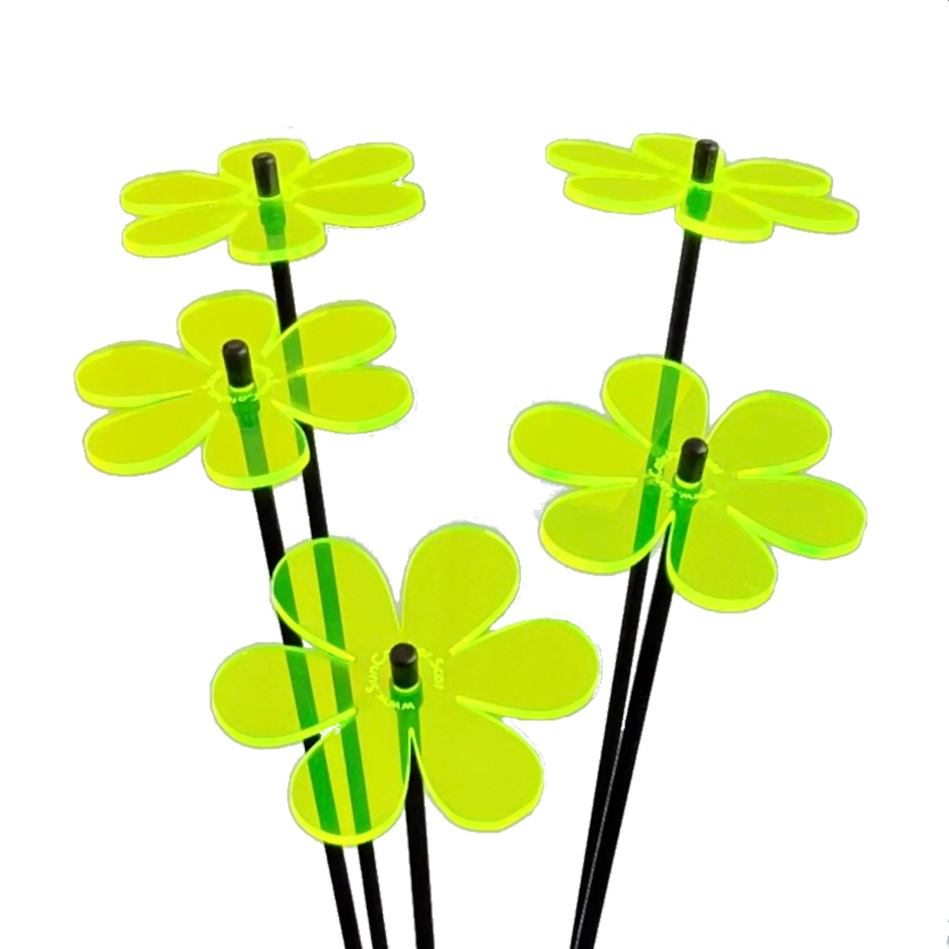 SunCatcher Set of 5: Daisy colourful fluorescent garden ornament stake light dec