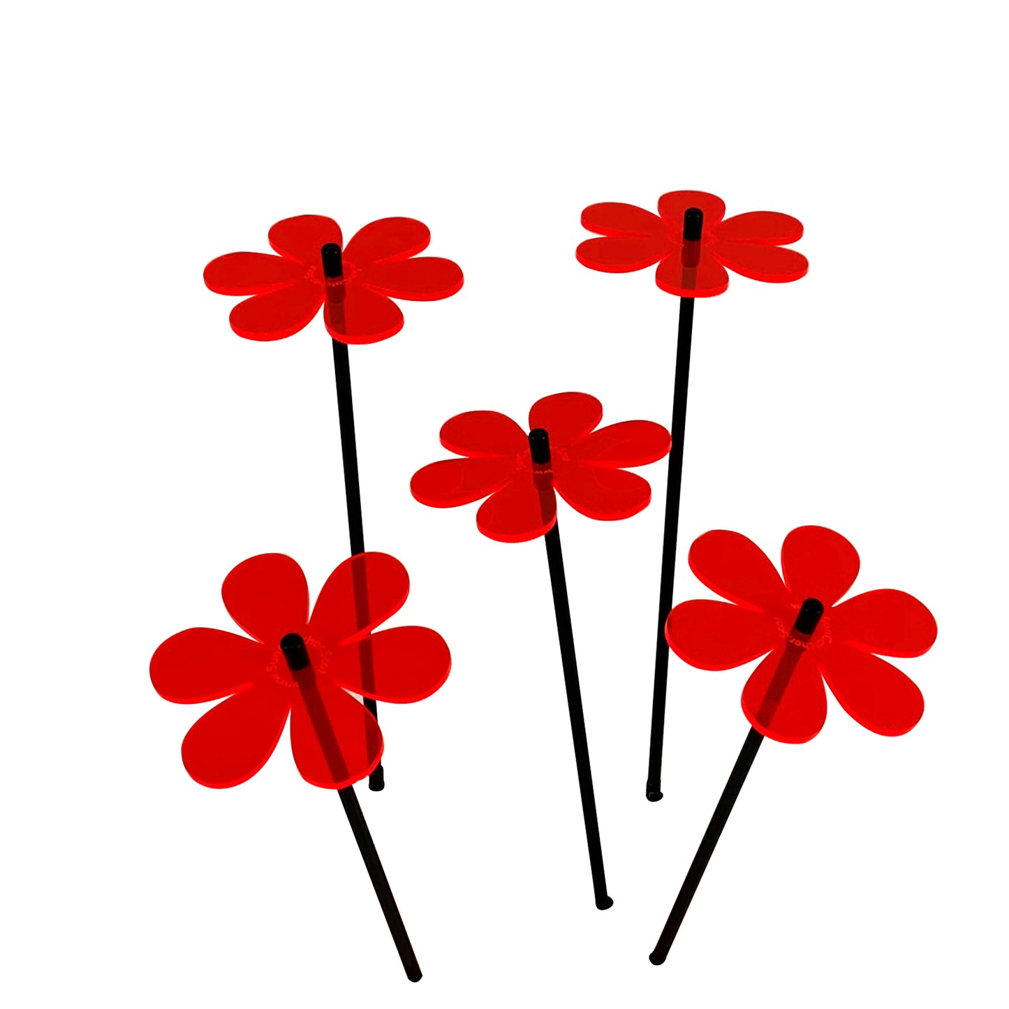 medium SunCatcher Garden Decor Ornament Set of 5 Daisy in red