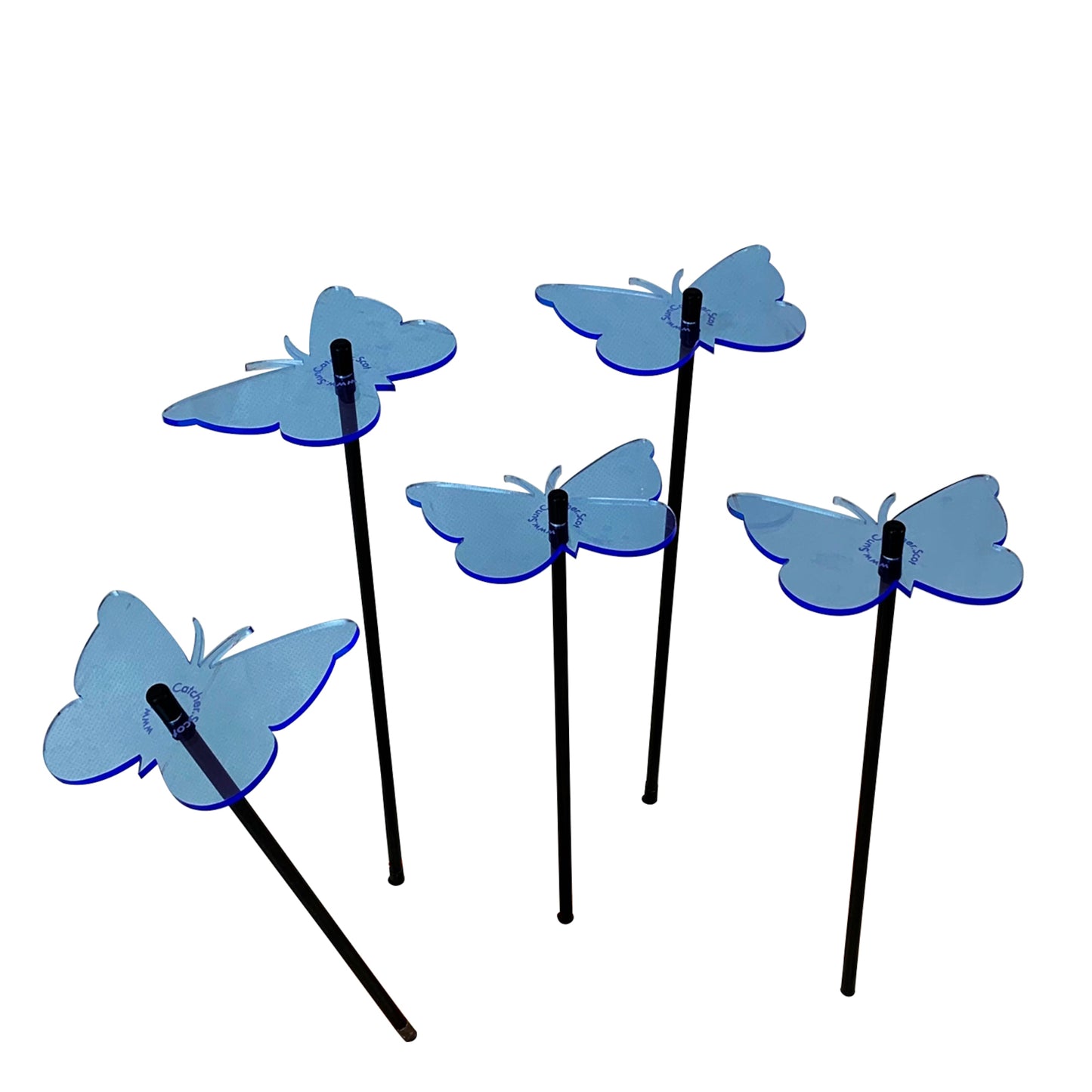 SunCatcher Set of 5 Butterfly Colourful Glowing Garden Ornament Stake 50cm high