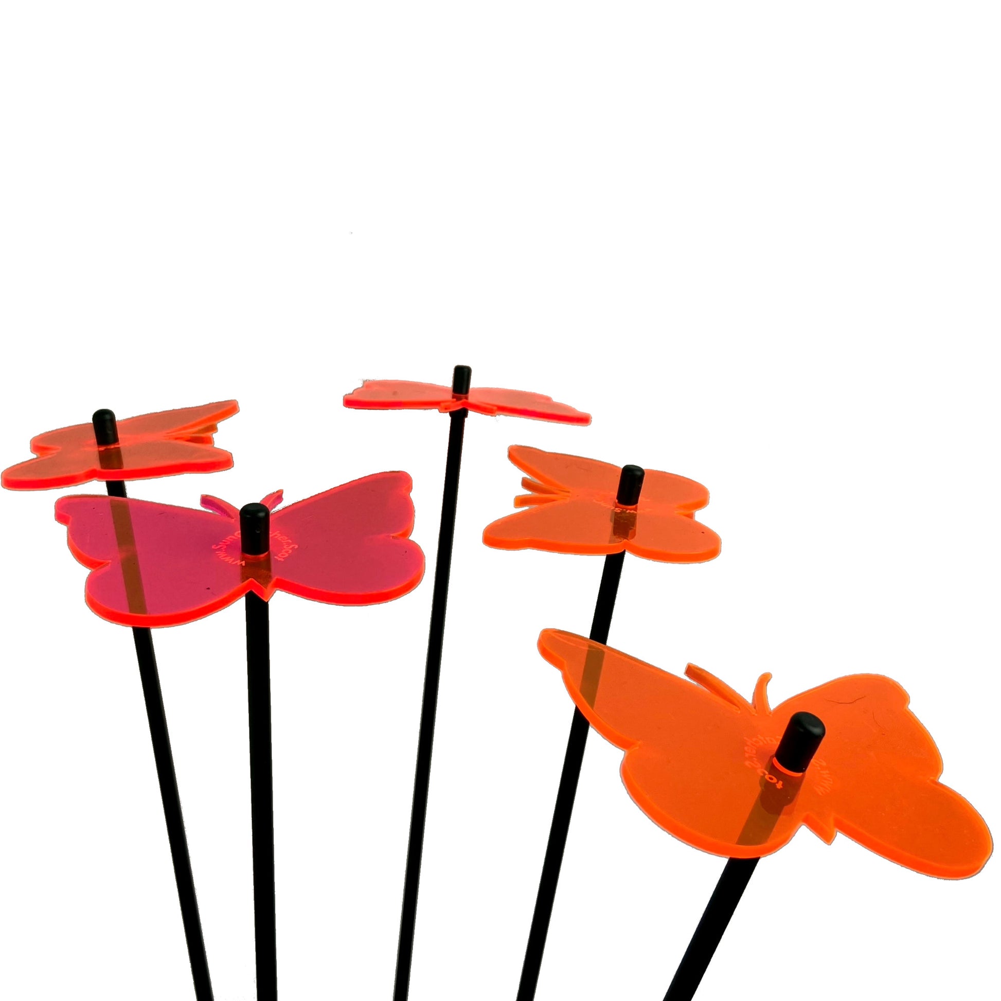 SunCatcher Set of 5 Butterfly Colourful Glowing Garden Ornament Stake 50cm high