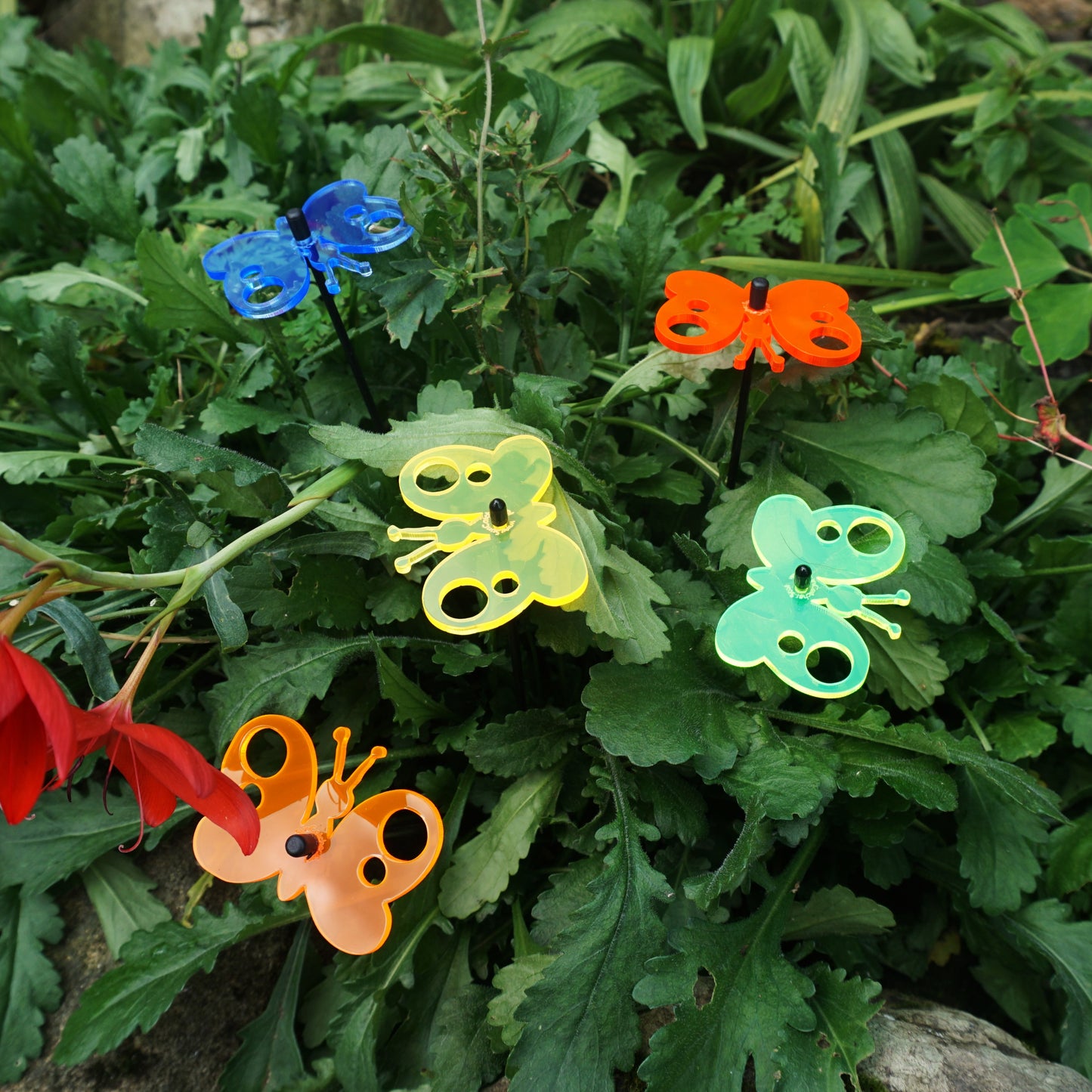 Small Garden Décor Ornaments Set of 5 'Peacock Butterfly'