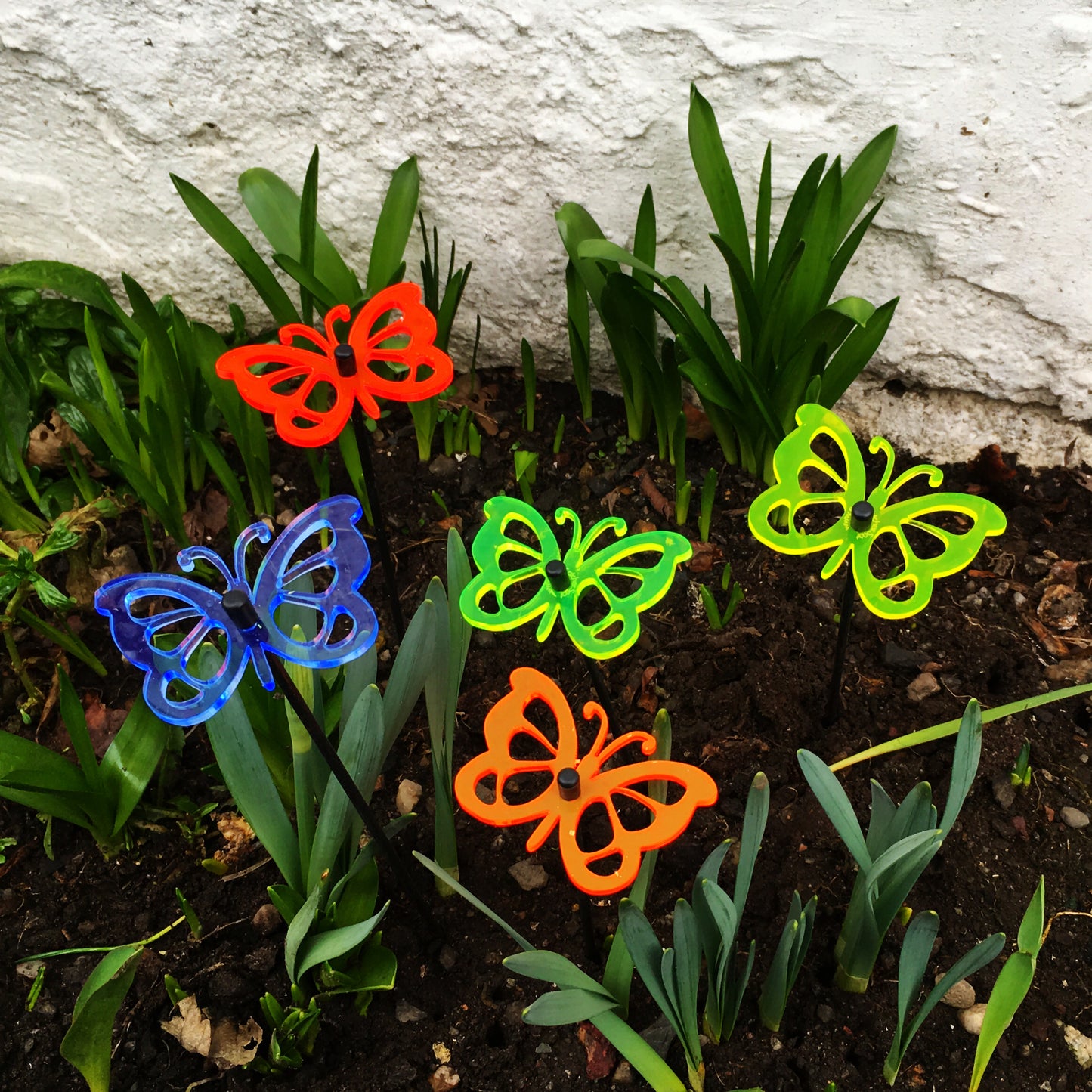 Large Garden Décor Ornaments Set of 5 'Comma Butterflies'