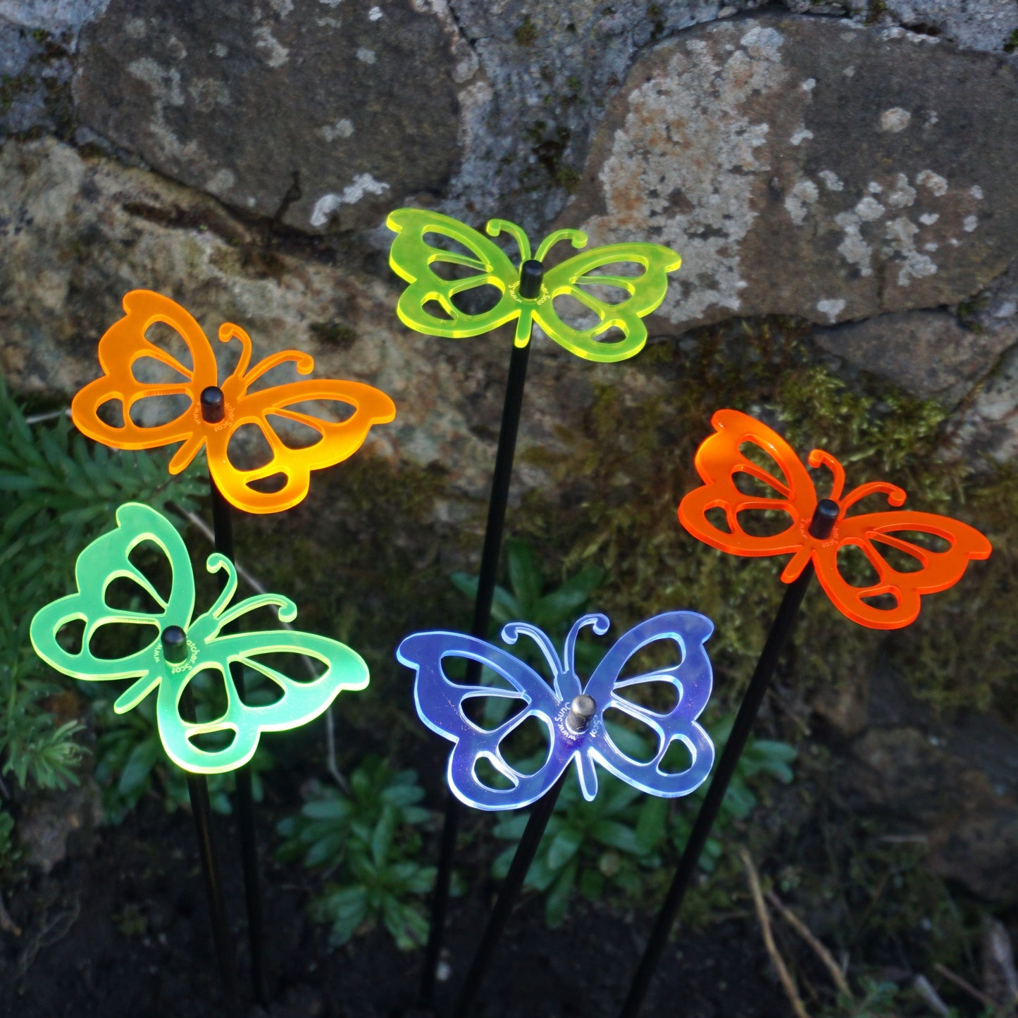 Medium SunCatcher Garden Decor Ornament Set of 5 Comma Butterfly in mixed colours