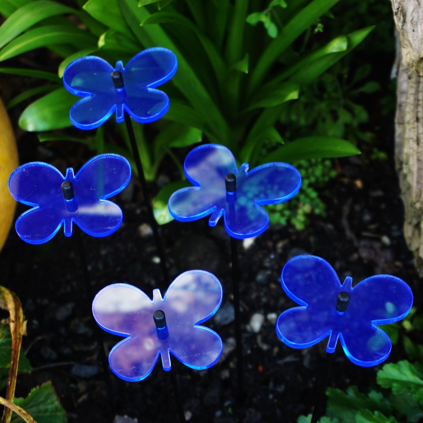 Small SunCatcher Garden Decor Ornament Set of 5 Emperor Butterfly in blue