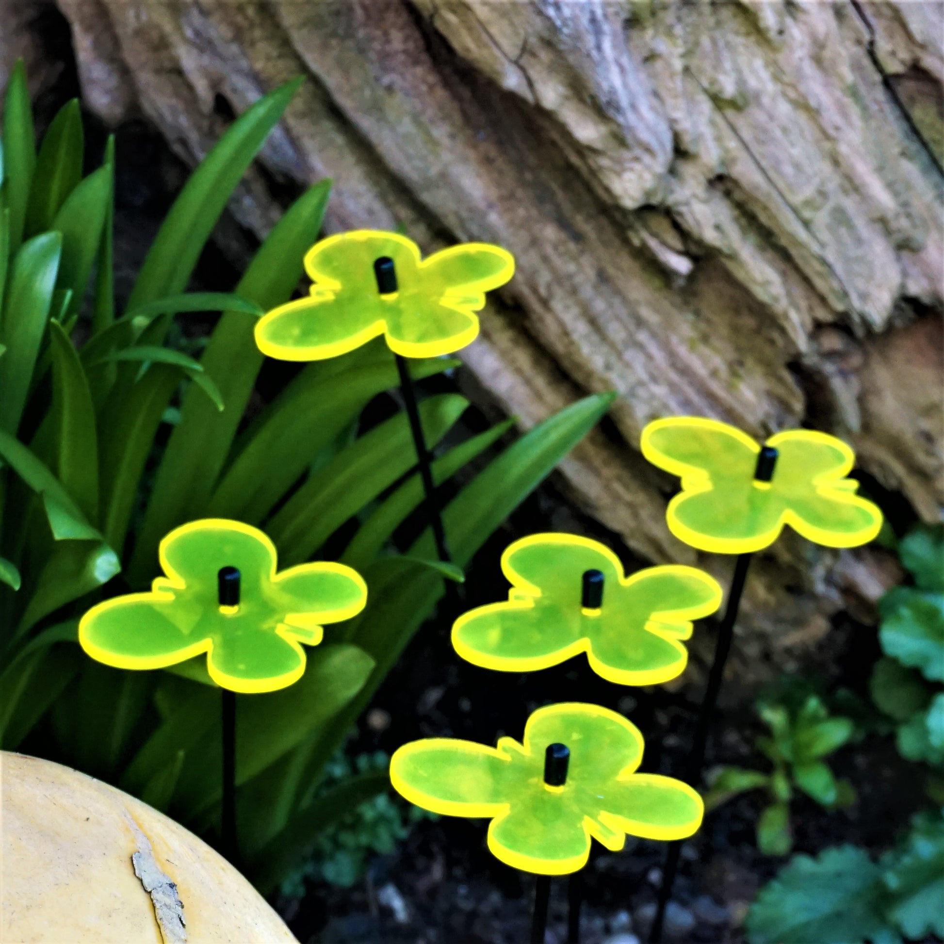 Small SunCatcher Garden Decor Ornament Set of 5 Emperor Butterfly in yellow