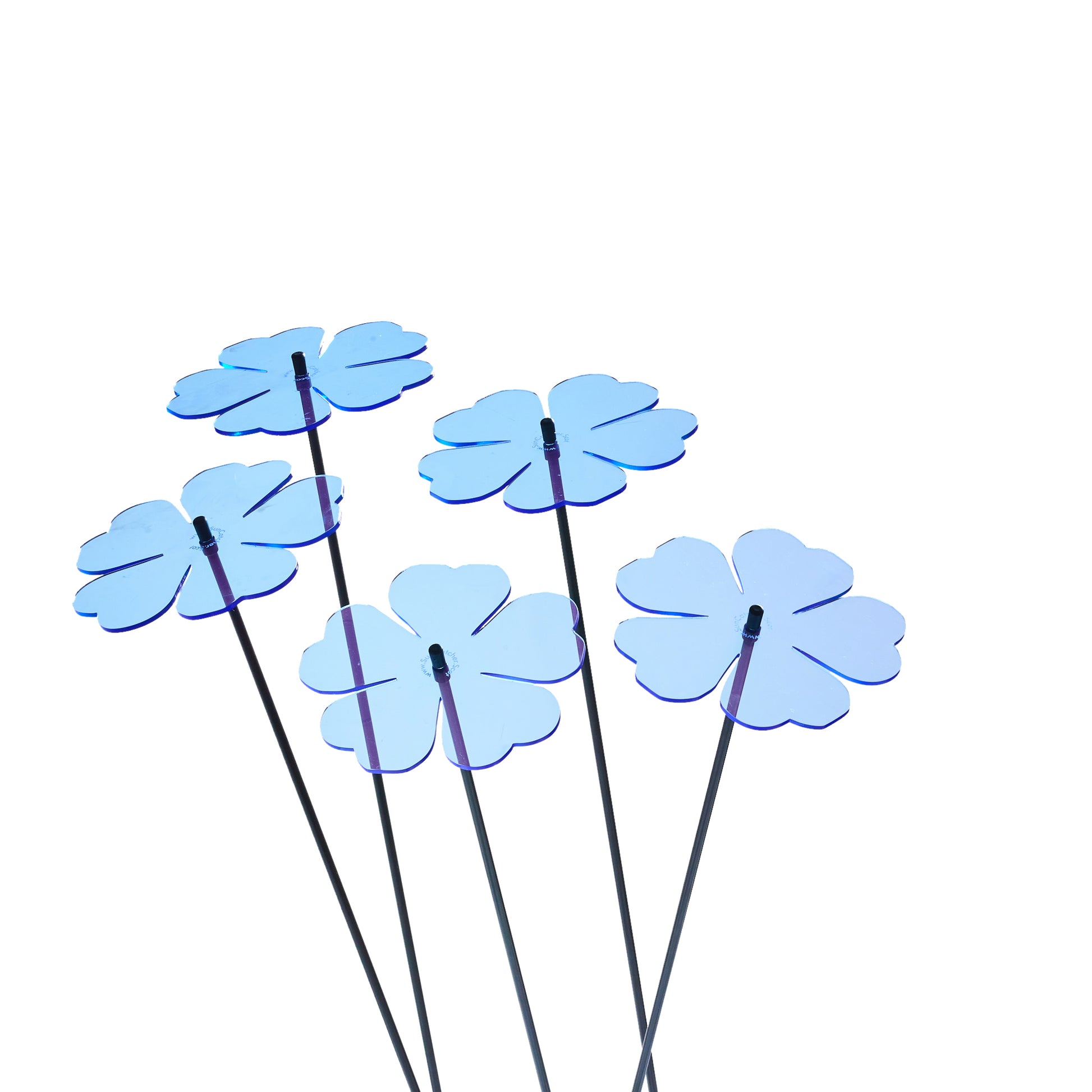 Medium SunCatcher Garden Decor Ornament Set of 5 Double Blossom in blue