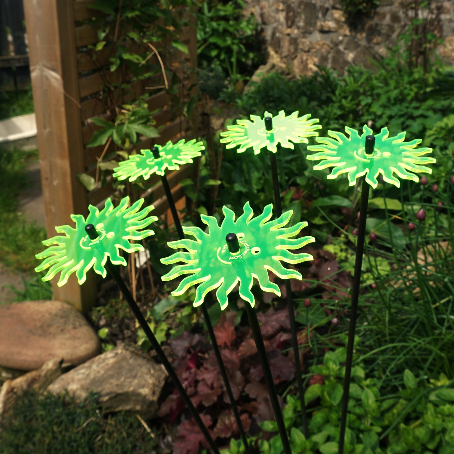 SunCatcher Set of 5: Smiling Sun garden ornament decor glow colour shine