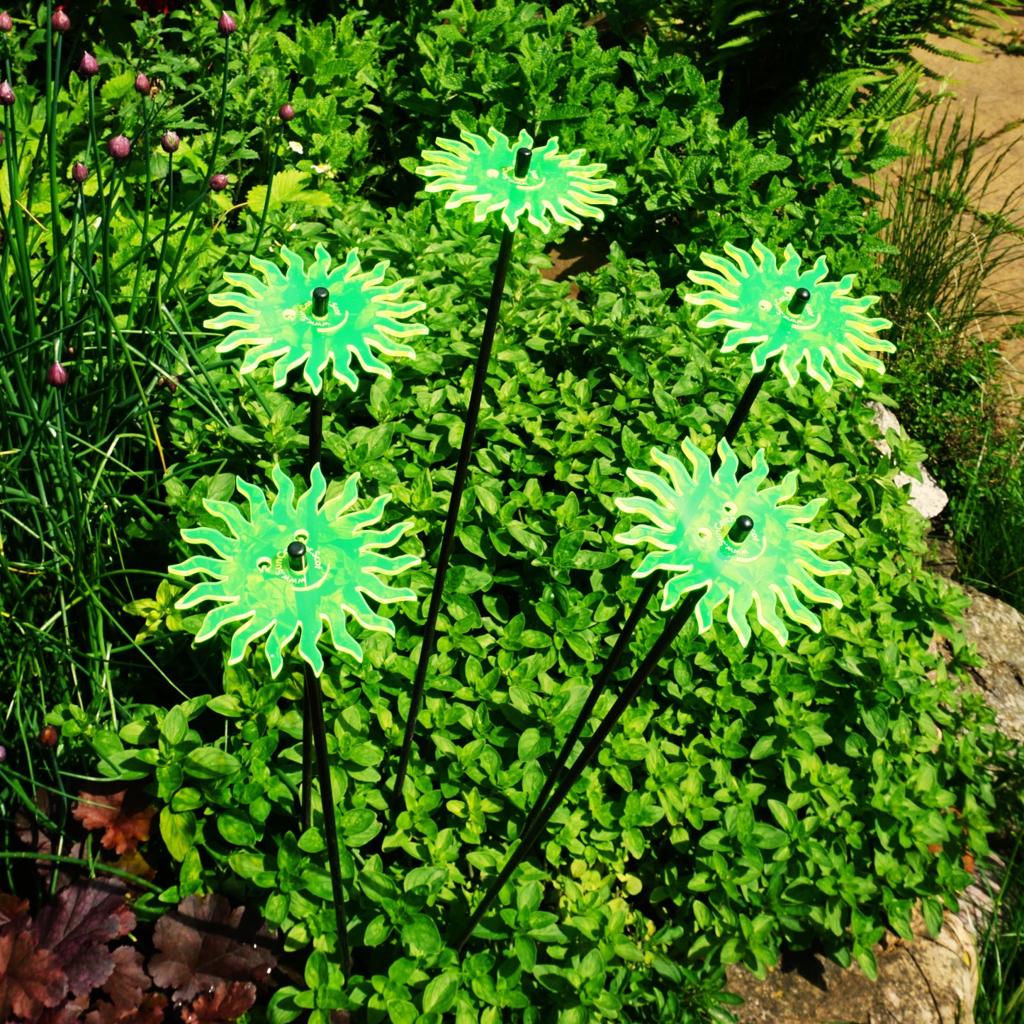 SunCatcher Set of 5: Smiling Sun garden ornament decor glow colour shine