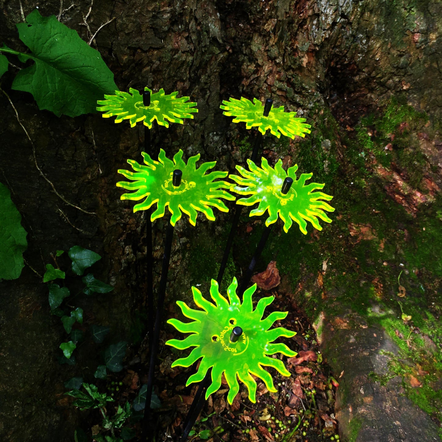 SunCatcher Set of 5: Smiling Sun garden ornament decor glow colour shine