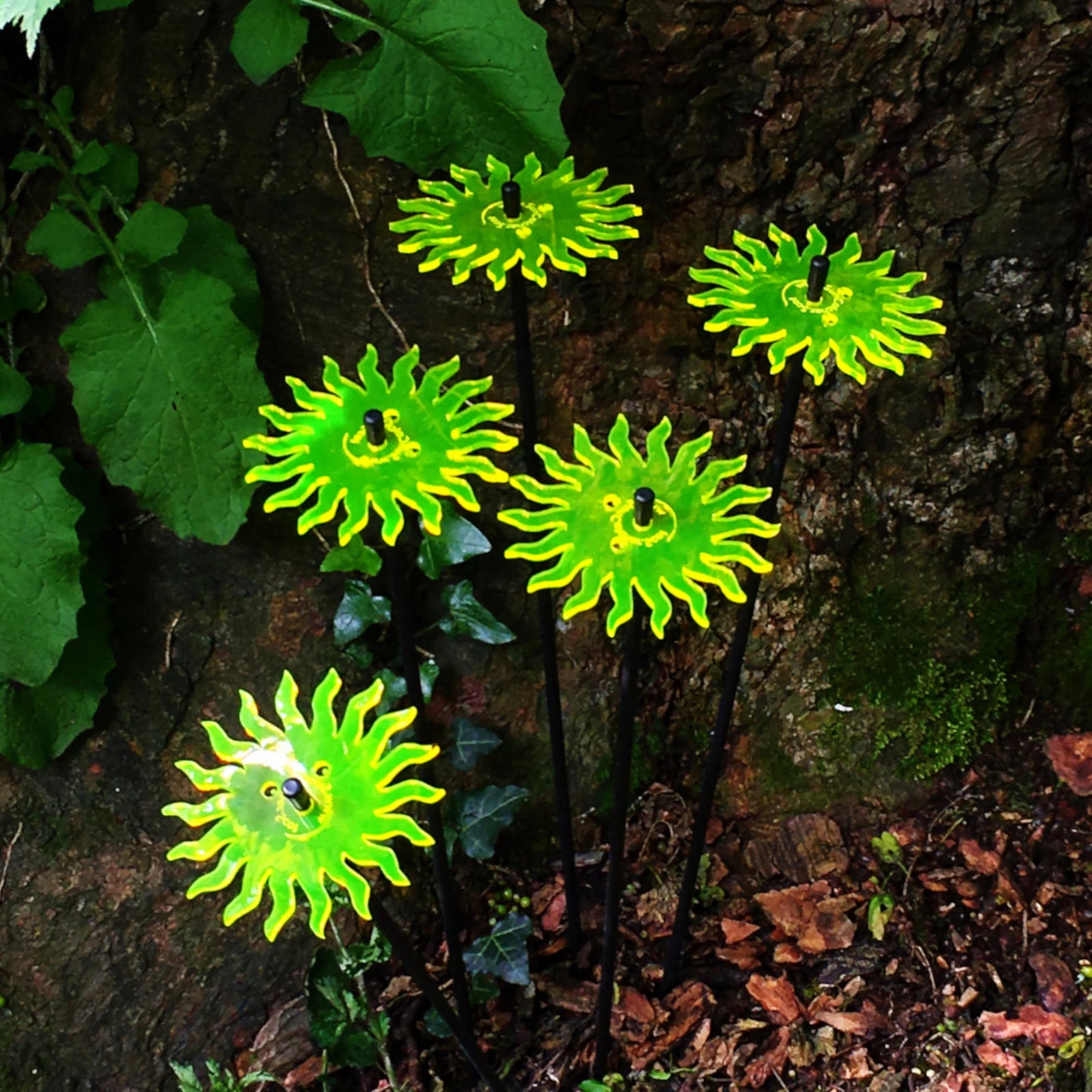 SunCatcher Set of 5: Smiling Sun garden ornament decor glow colour shine