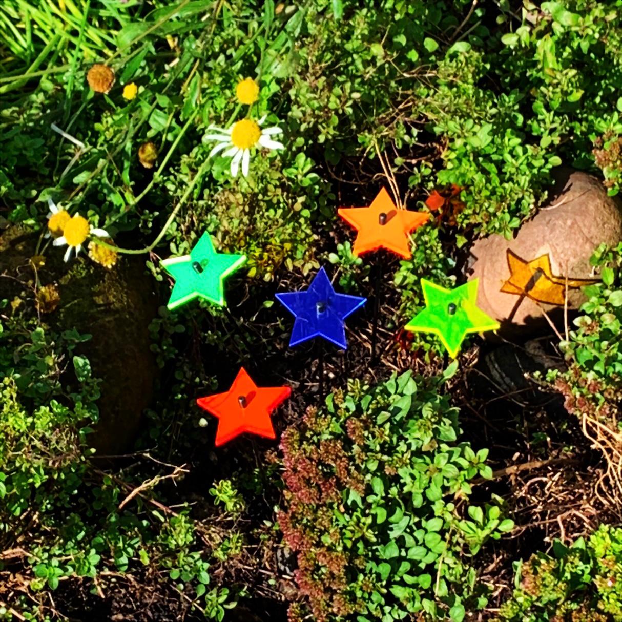 Garden Décor Ornaments Set of 5 small 'Shining Stars'