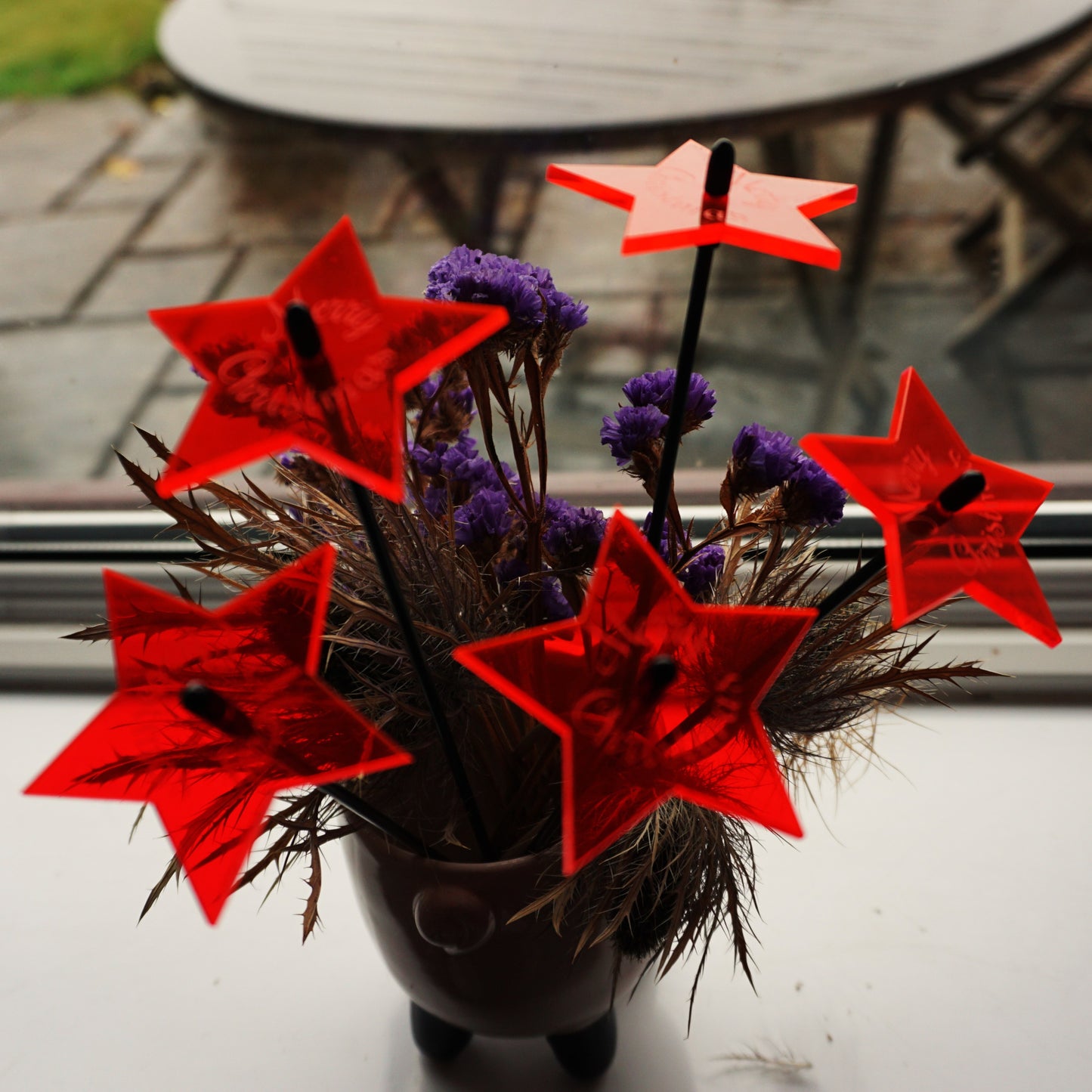 SunCatcher Set of 5 Glowing Stars with Merry Christmas Message Festive Gift