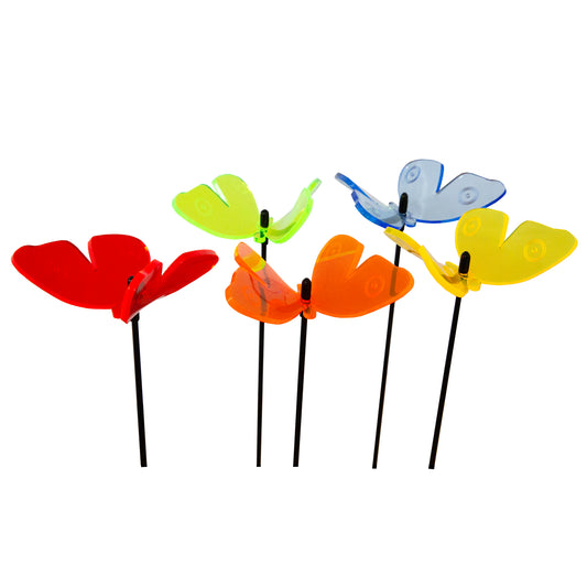 SunCatcher Admiral Butterfly Garden Stakes – Set of 5 3D Fluorescent Glowing Outdoor Garden Decorations (30cm high)