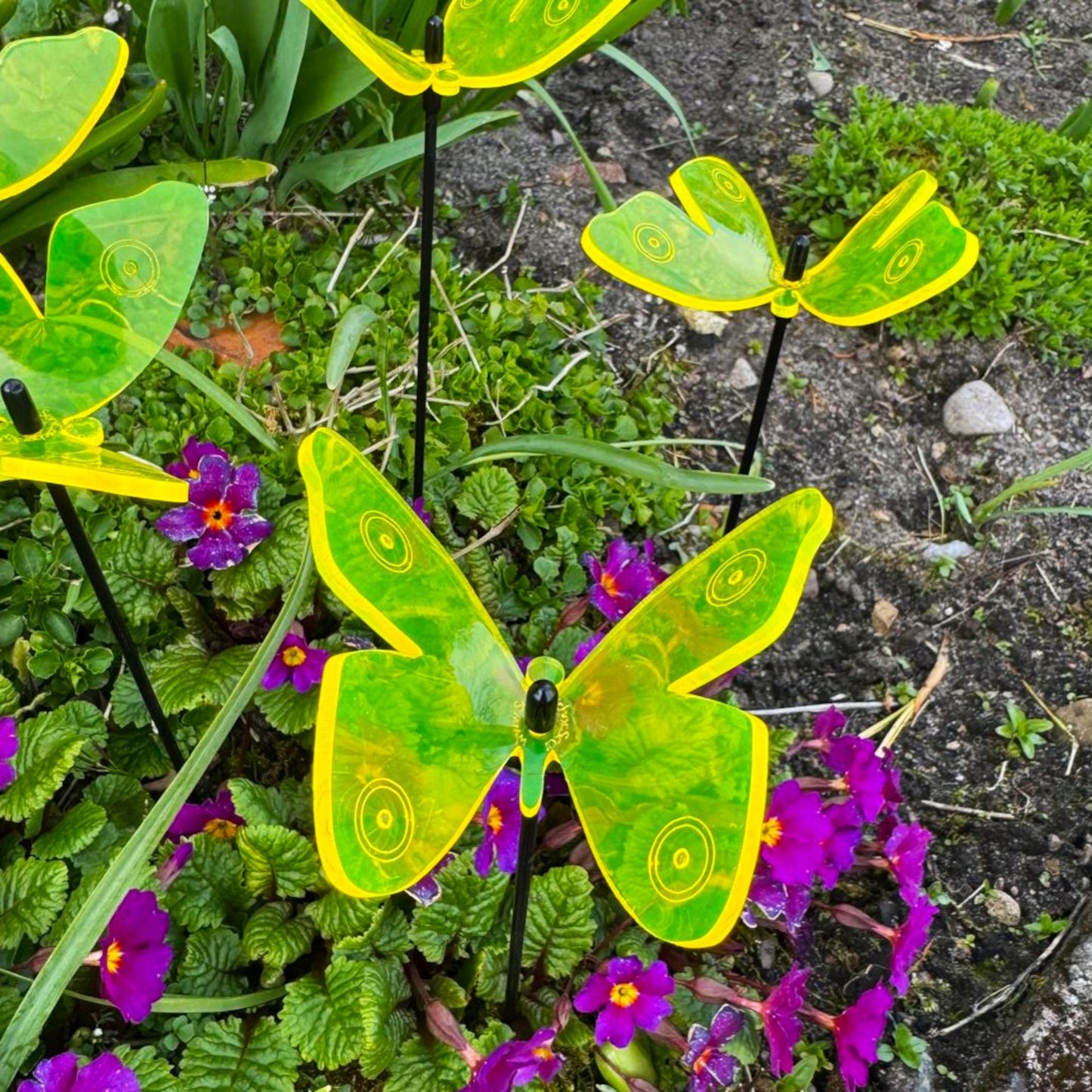 SunCatcher Admiral Butterfly Garden Stakes – Set of 5 3D Fluorescent Glowing Outdoor Garden Decorations (30cm high)