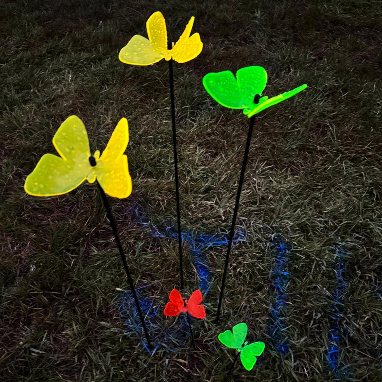 SunCatcher Admiral Butterfly Garden Stakes – Set of 5 3D Fluorescent Glowing Outdoor Garden Decorations (30cm high)