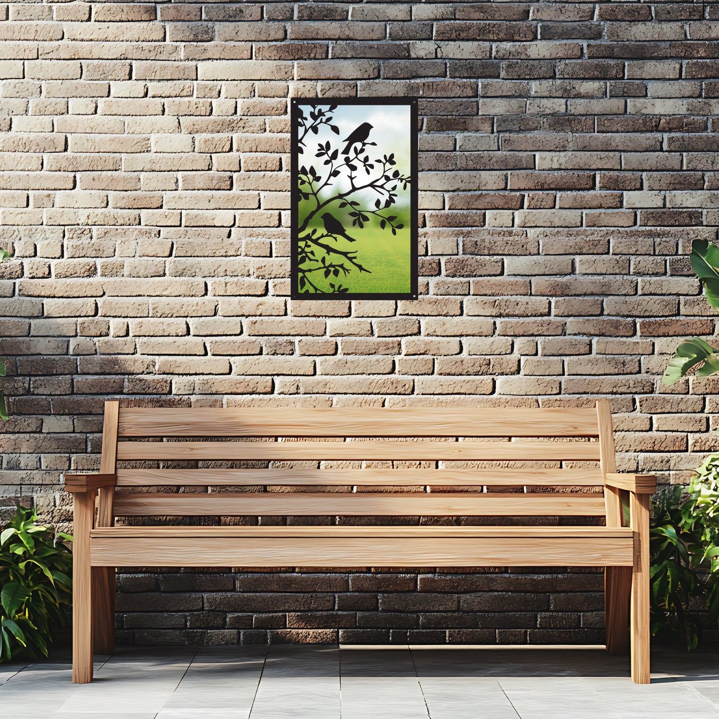 Song Birds in a Tree, SunCatcher Garden Mirror Rectangular Design