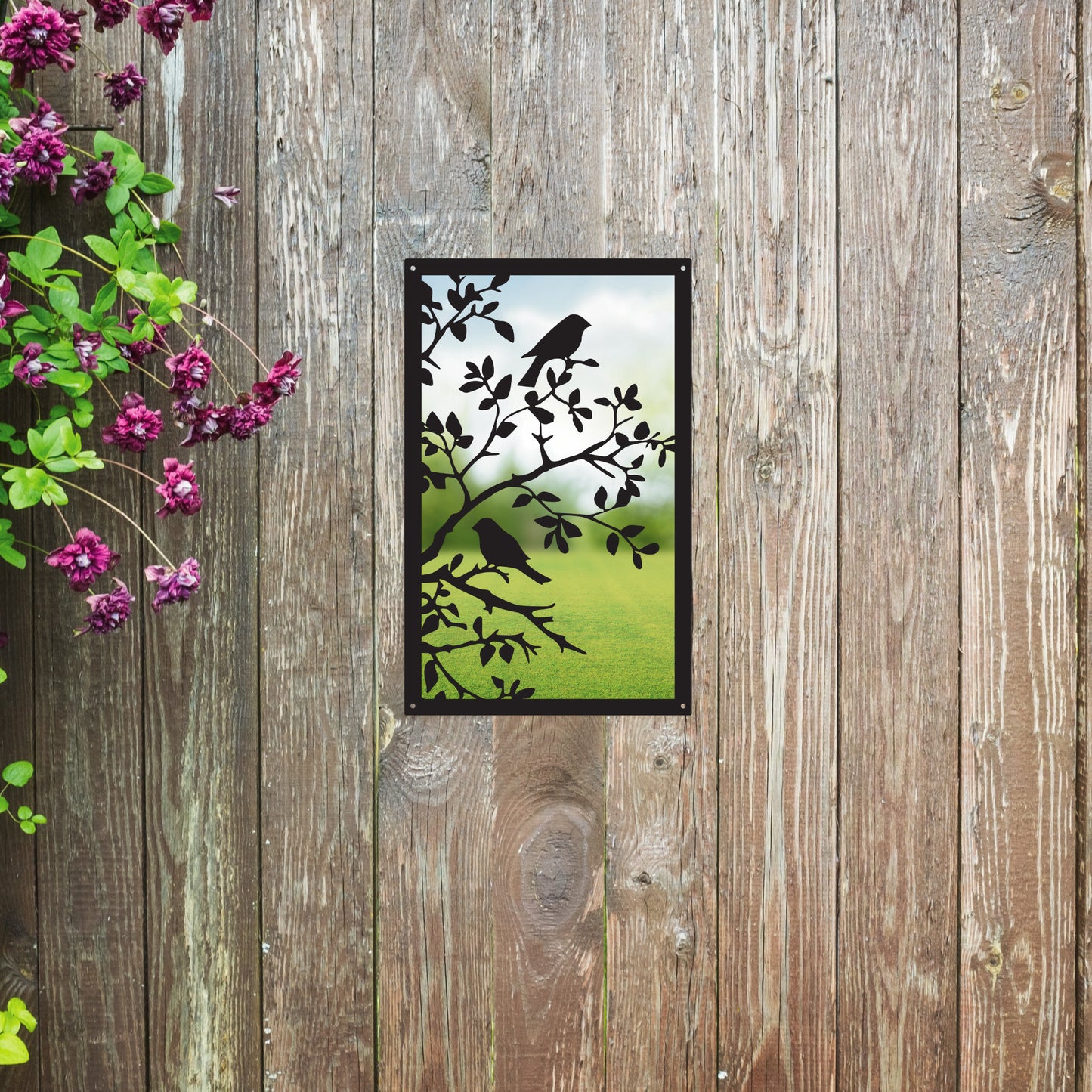 Song Birds in a Tree, SunCatcher Garden Mirror Rectangular Design