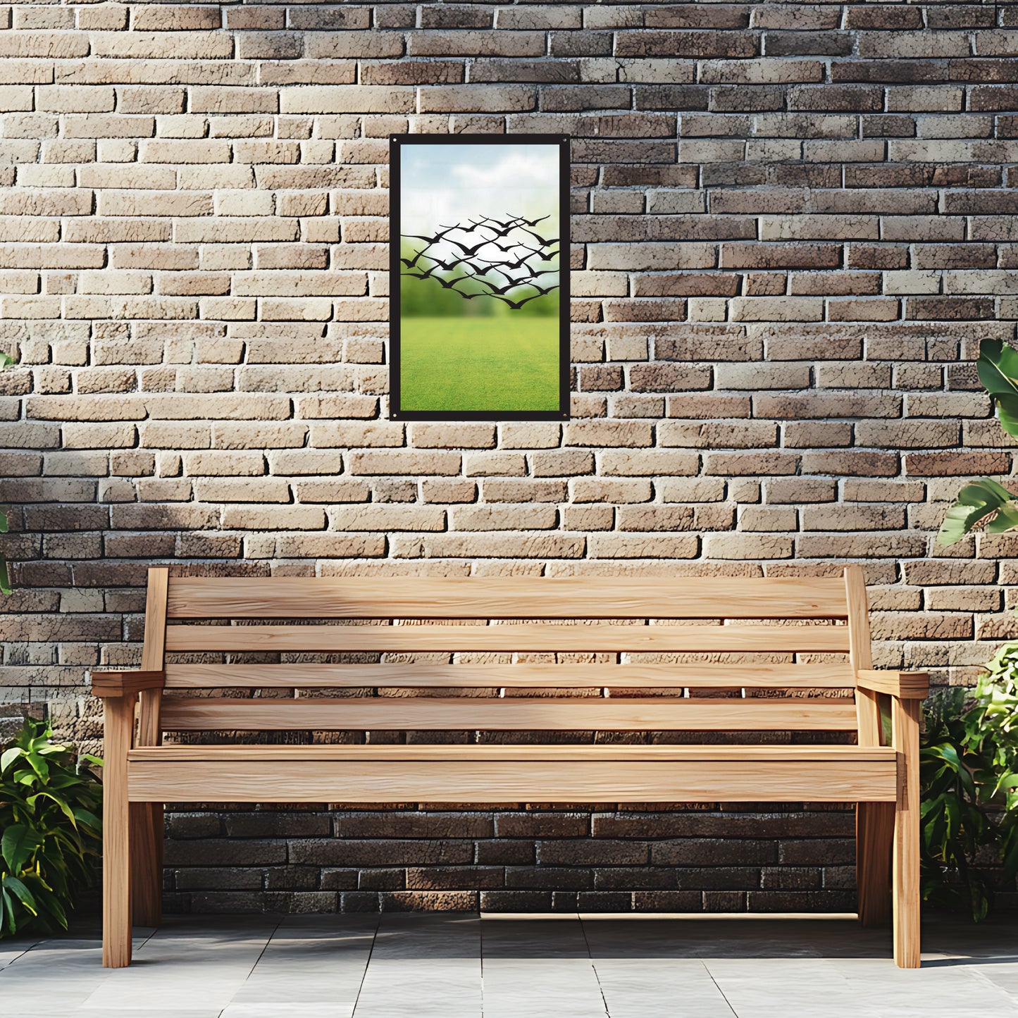 Flock of Birds, SunCatcher Garden Mirror Rectangular Design