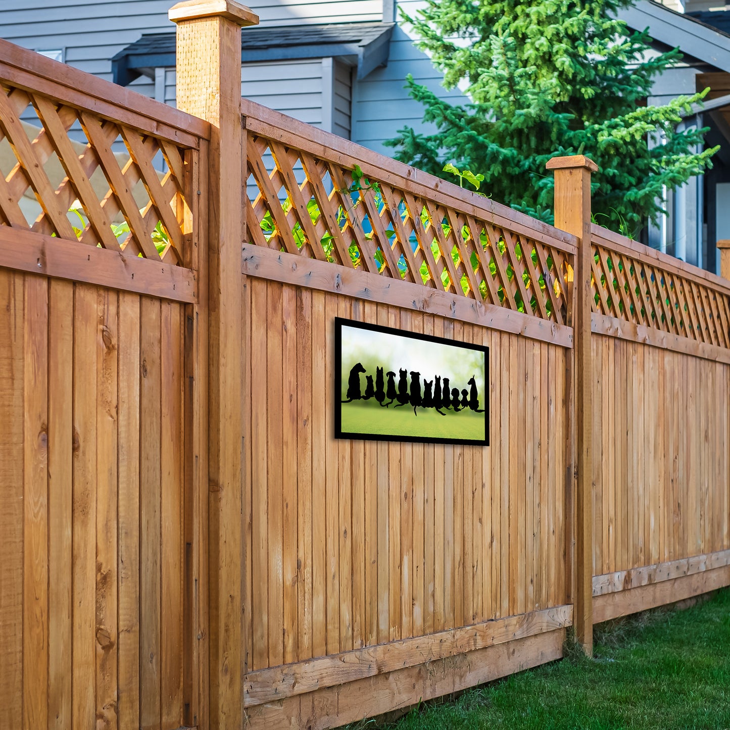Friendly Dogs in Silhouette, SunCatcher Garden Mirror Rectangular Design