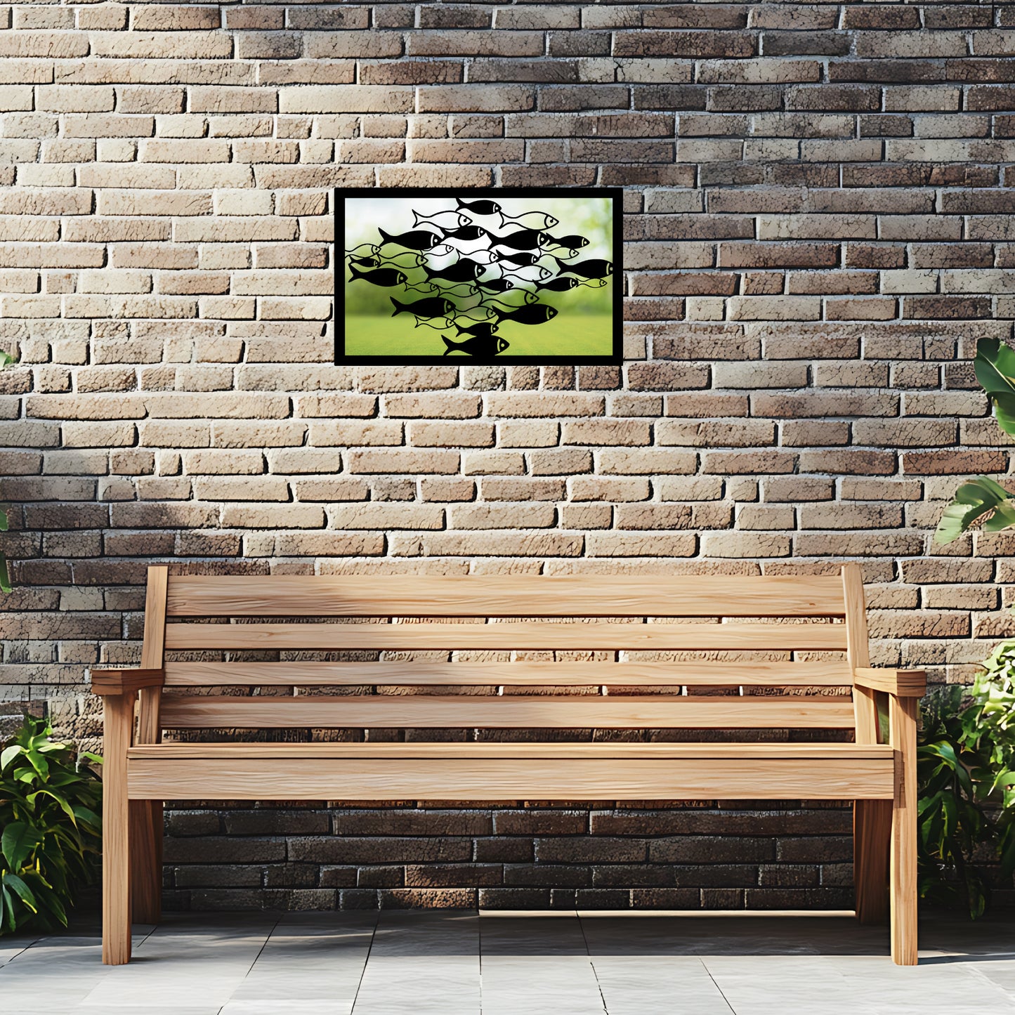 School of Fish, SunCatcher Garden Mirror Rectangular Design