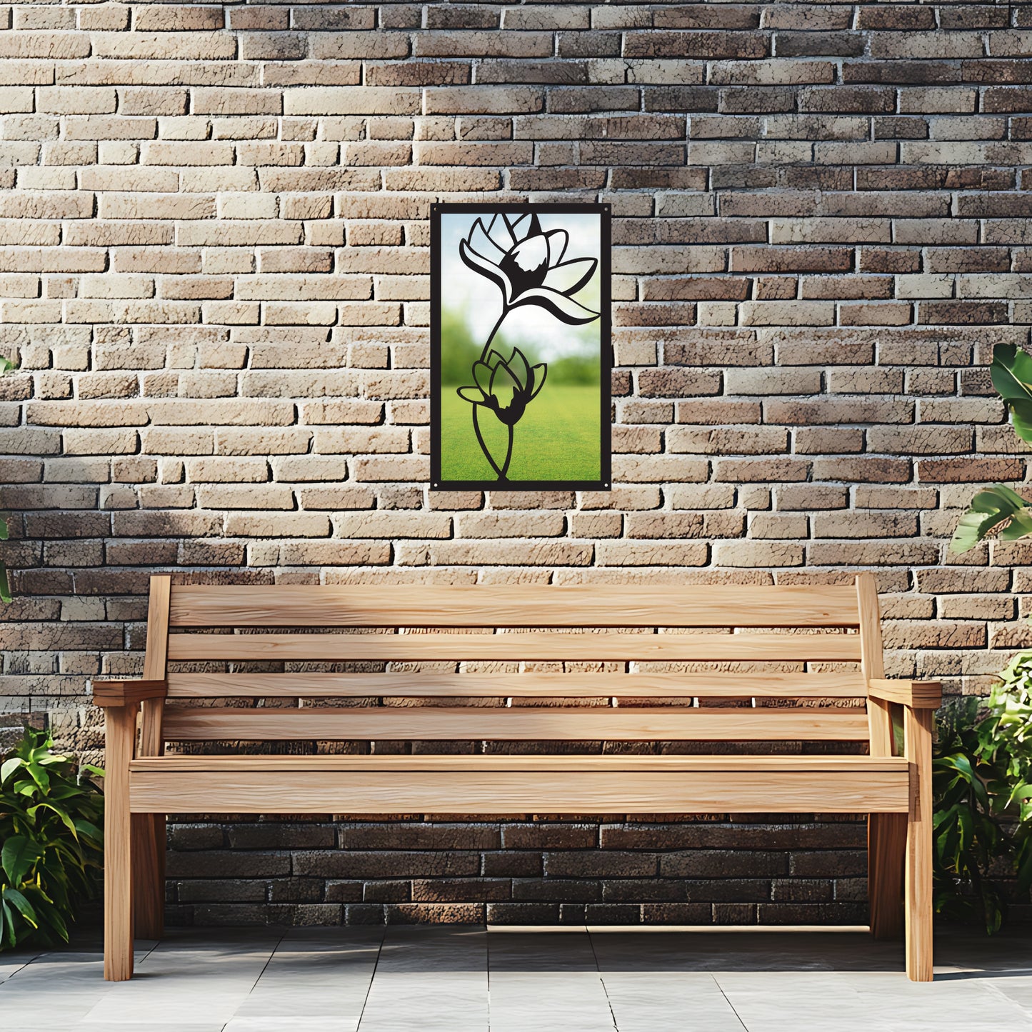 Lotus Flower, SunCatcher Garden Mirror Rectangular Design