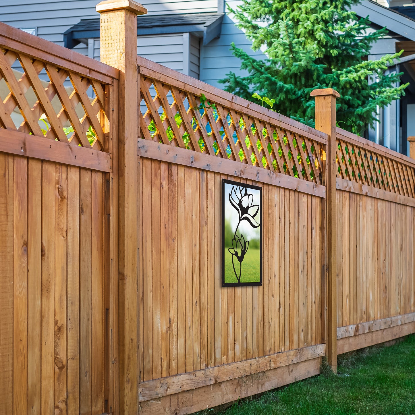 Lotus Flower, SunCatcher Garden Mirror Rectangular Design