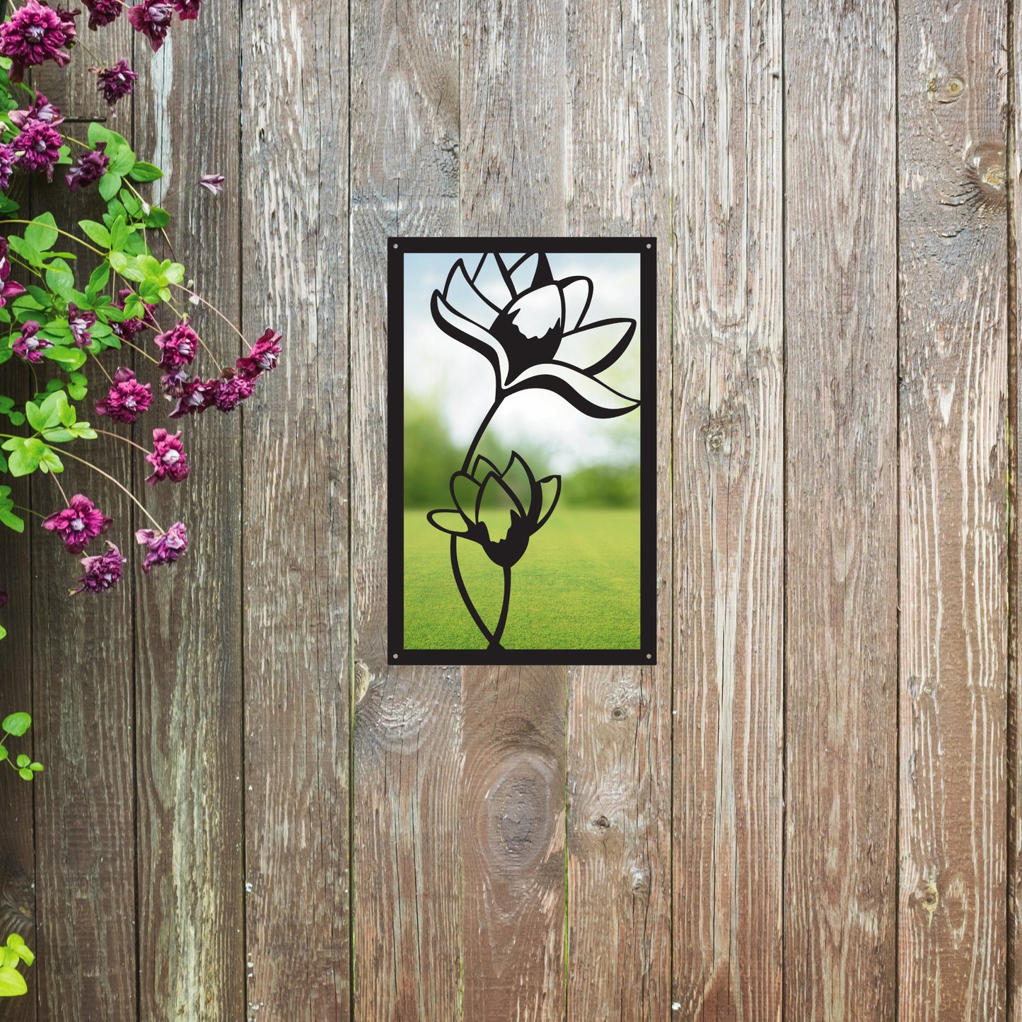 Lotus Flower, SunCatcher Garden Mirror Rectangular Design