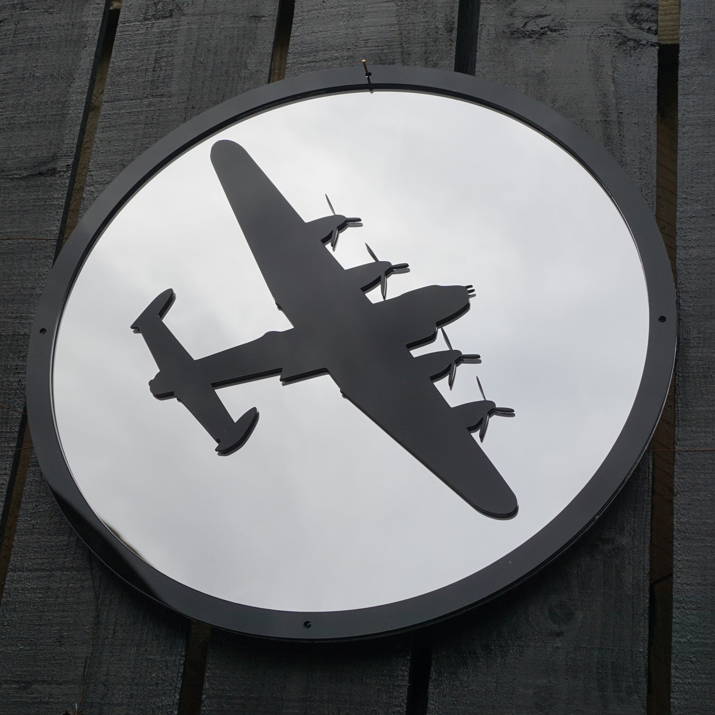 Round SunCatcher Garden Mirror Lancaster Bomber