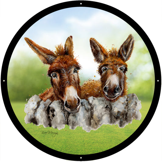 SunCatcher Garden Mirror Barney and Fred, Loveable Donkeys by Bree Merryn