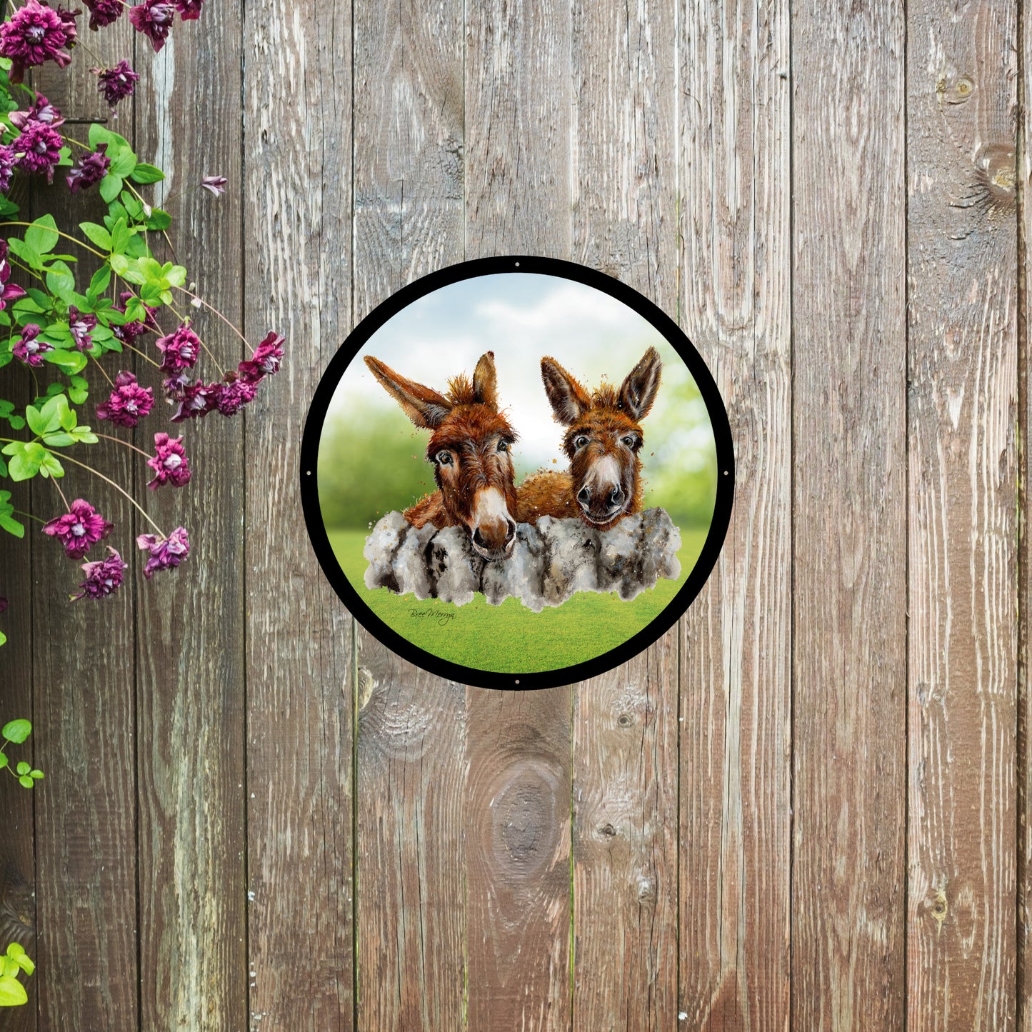 SunCatcher Garden Mirror Barney and Fred, Loveable Donkeys by Bree Merryn