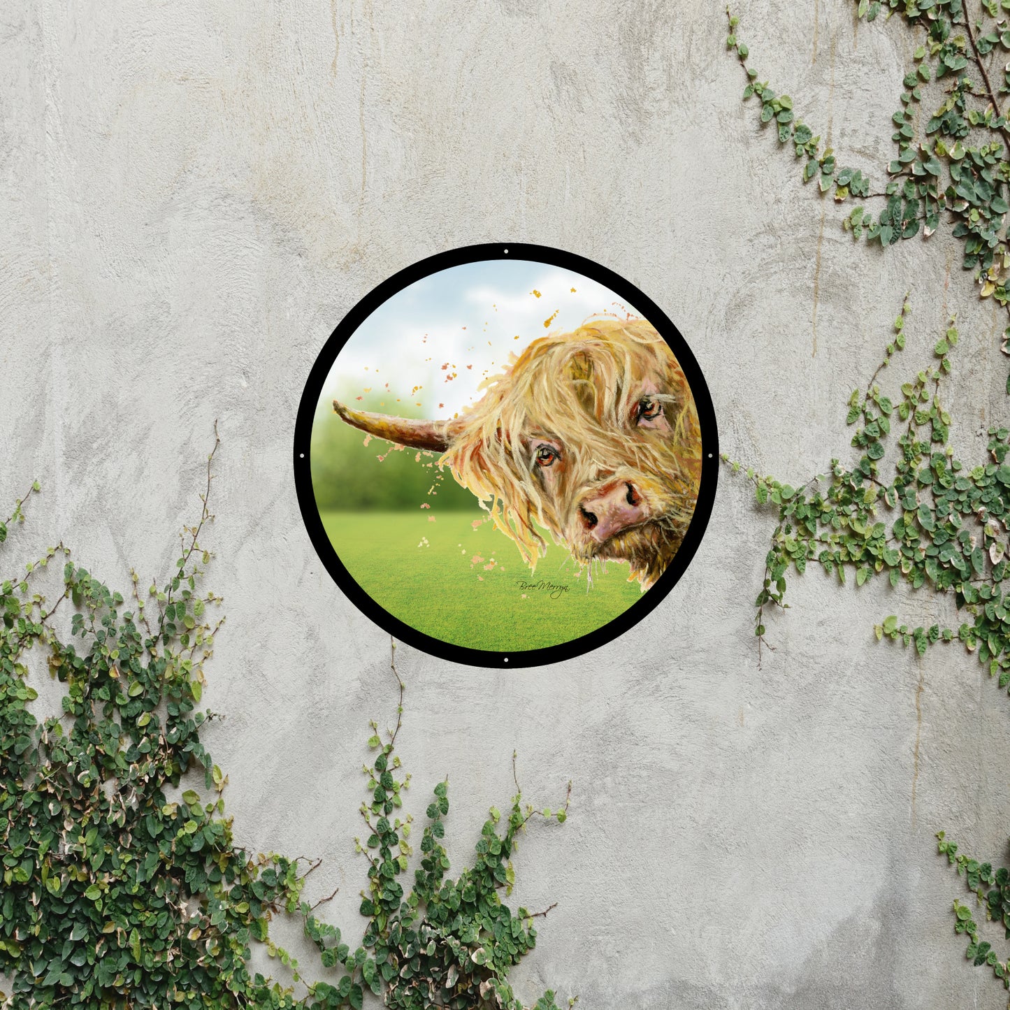 SunCatcher Garden Mirror Brody, Highland Cow Illustrations by Bree Merryn
