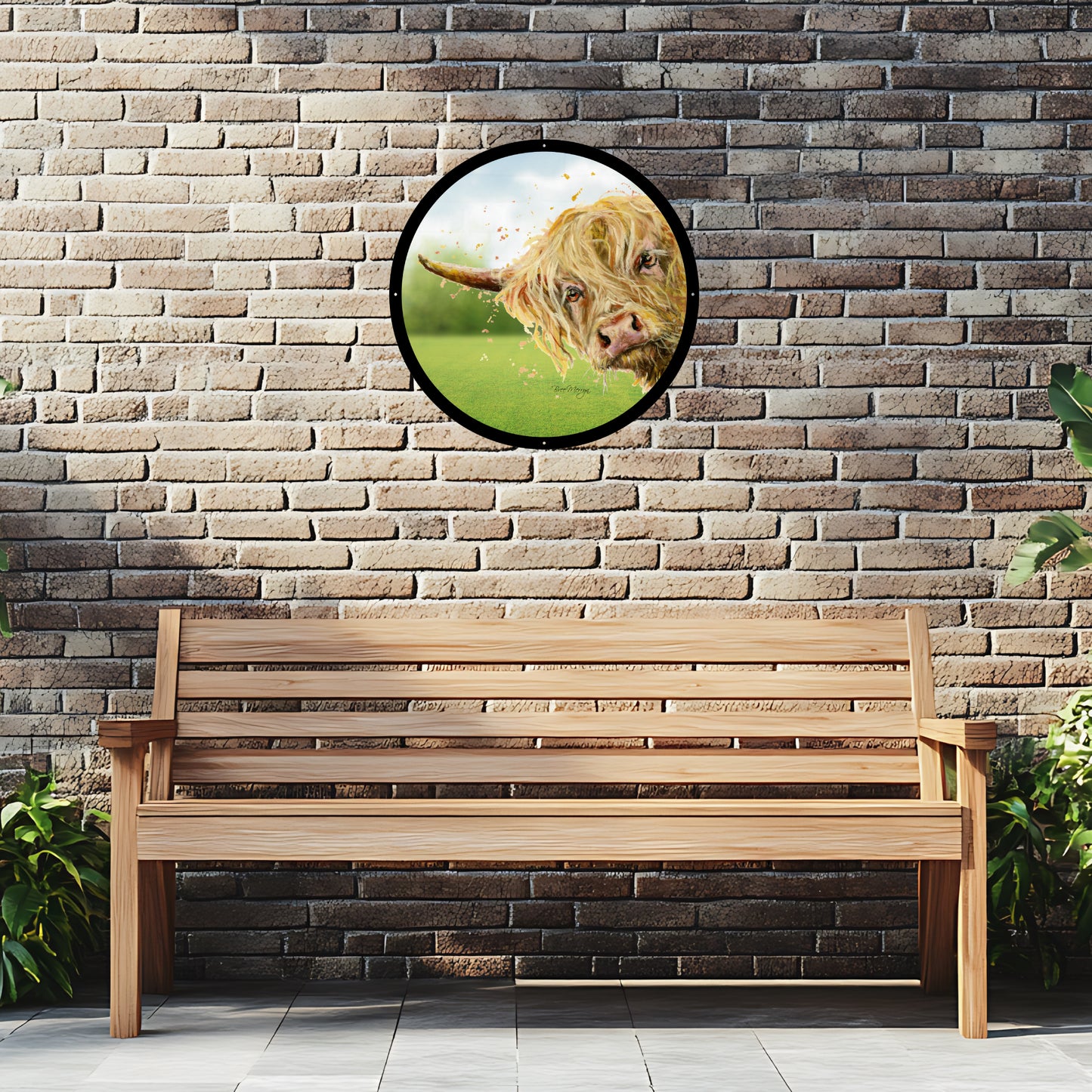 SunCatcher Garden Mirror Brody, Highland Cow Illustrations by Bree Merryn